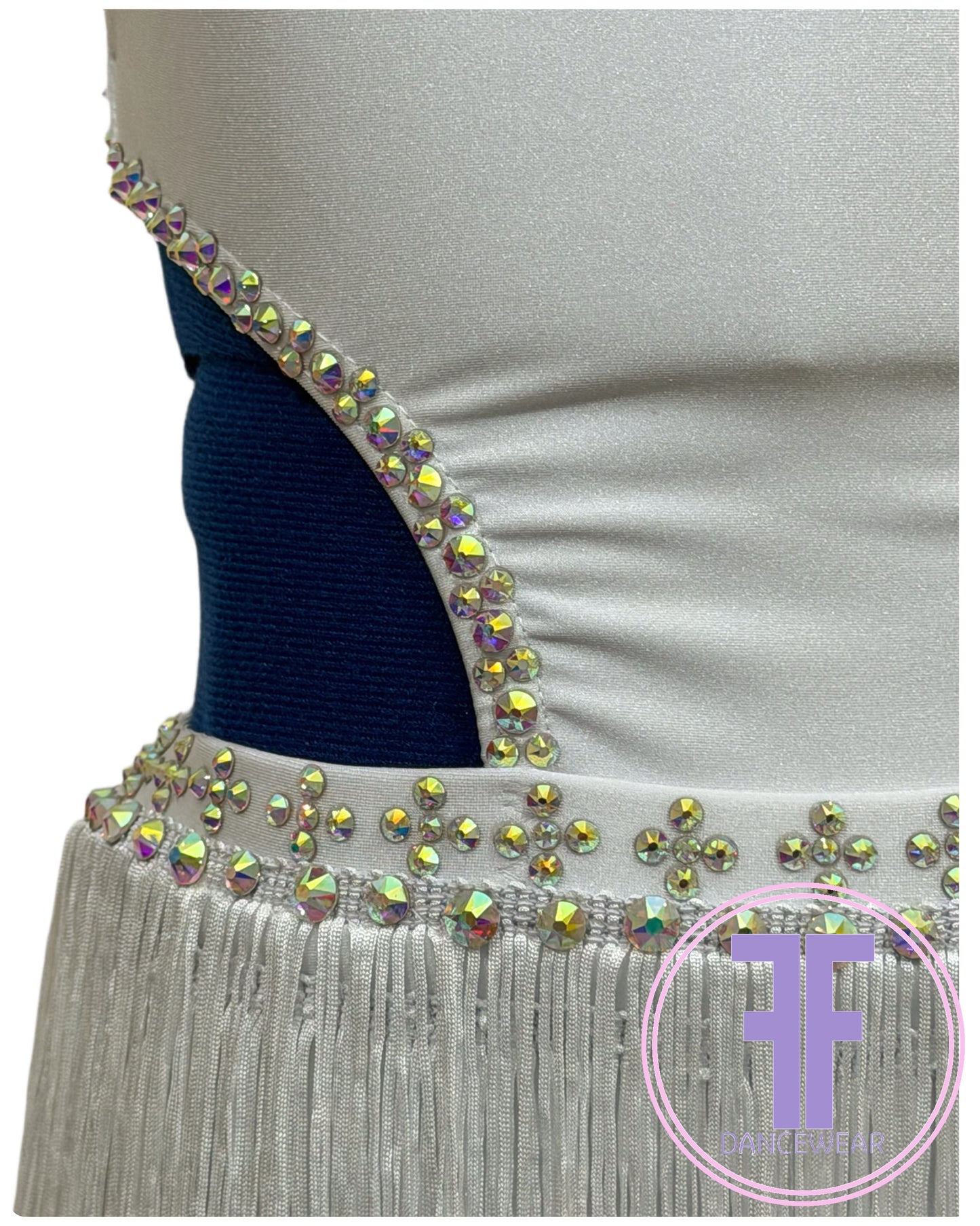 White Stoned Modern / Jazz / Tap Dance Costume (7/8 yrs)