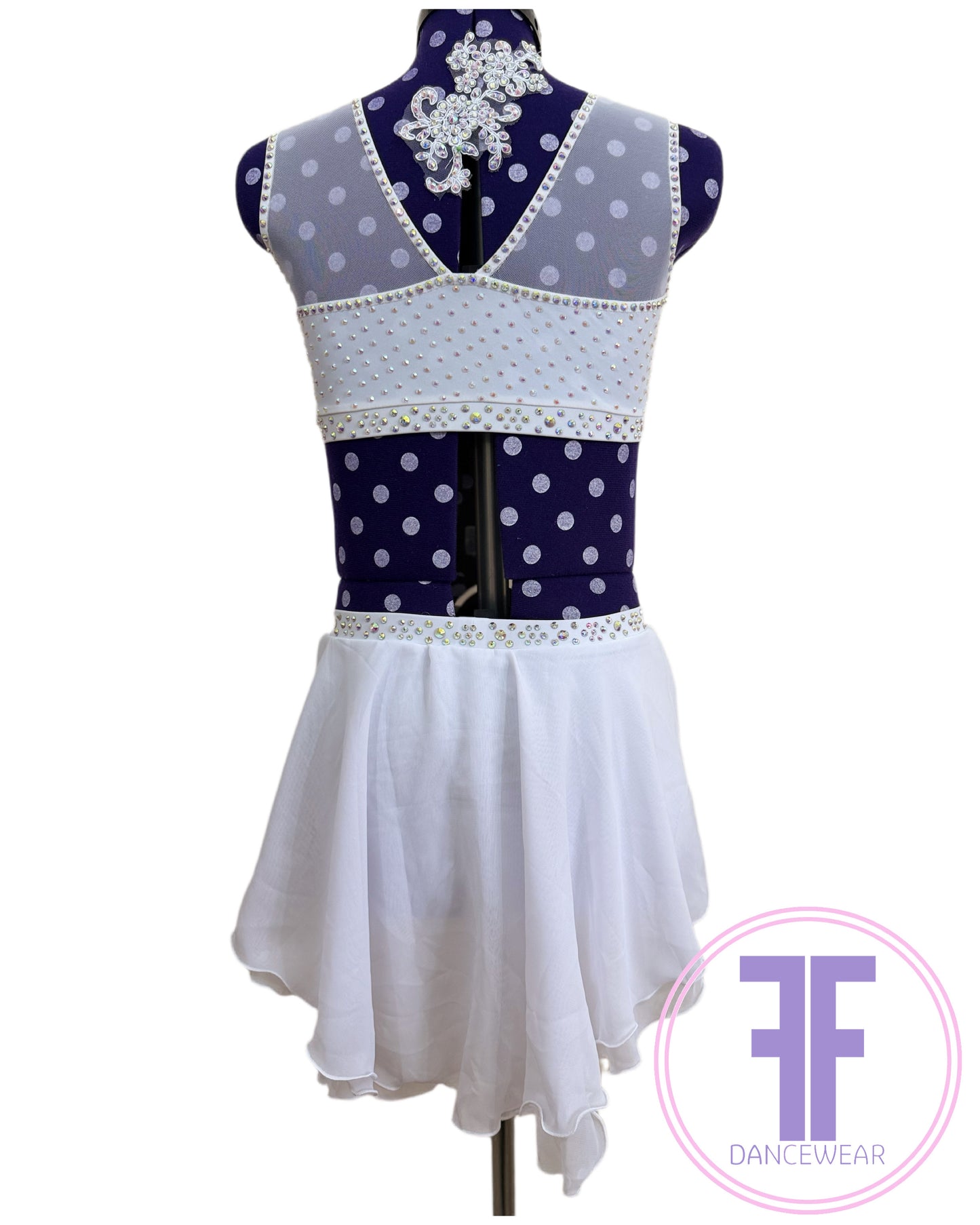 Bespoke White Stoned Lyrical / Contemporary Dance Costume (AXS)