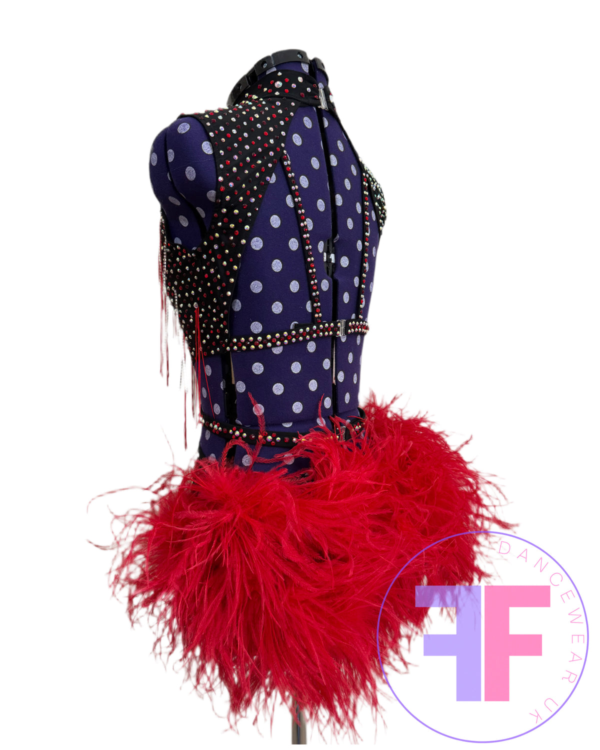 BESPOKE Black & Red Stoned Modern / Jazz / Tap Dance Costume (AS)