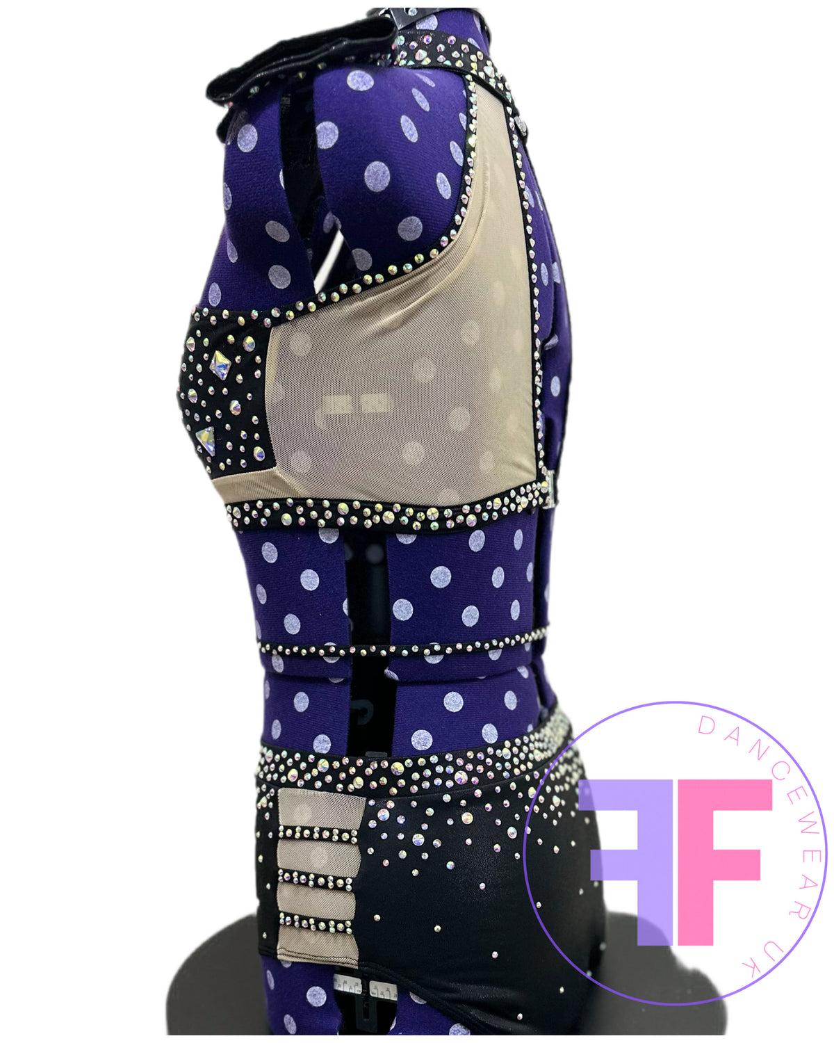 BESPOKE Black & Nude Stoned Modern / Tap Dance Costume (Adult Small)