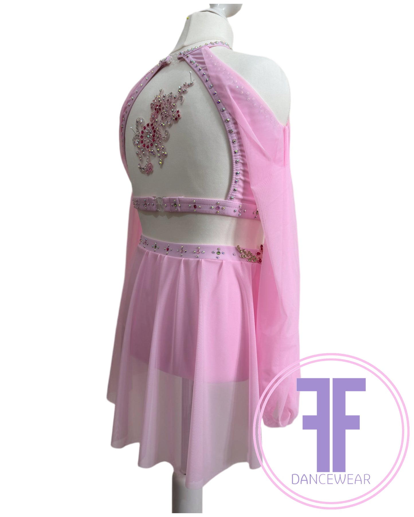 BESPOKE Pink Stoned Lyrical / Contemporary Dance Costume (11/12 yrs)