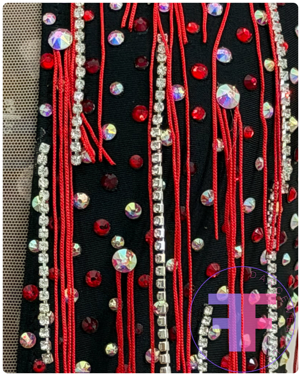 BESPOKE Black & Red Stoned Modern / Jazz / Tap Dance Costume (AS)