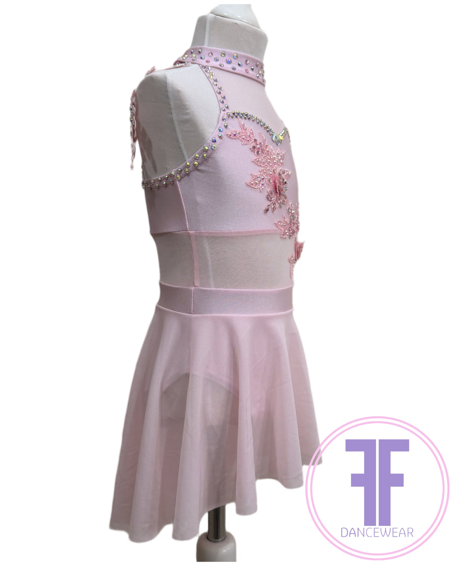 BESPOKE Sugar Pink Stoned Lyrical / Contemporary Dance Costume (5/6yrs)