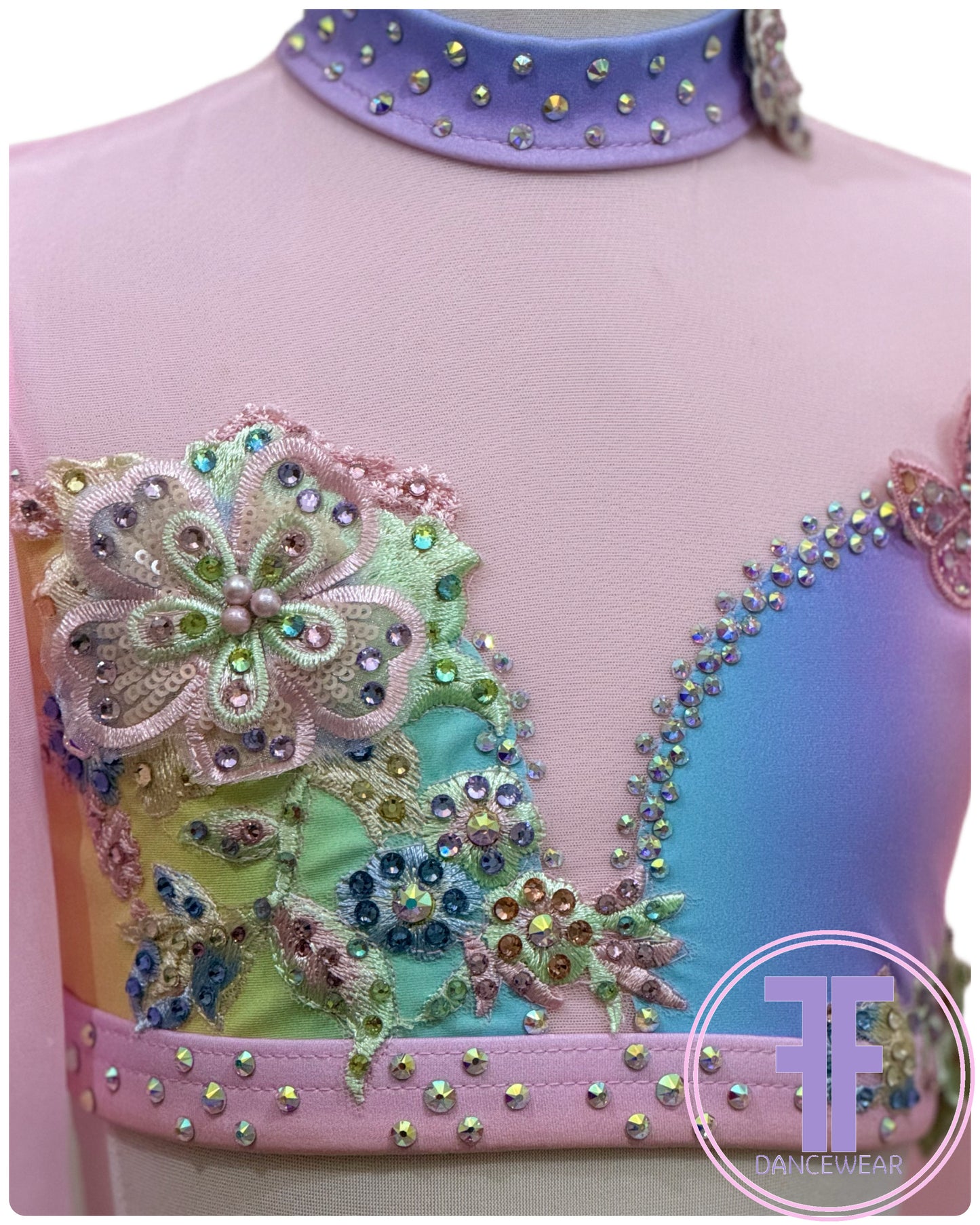 BESPOKE Rainbow Stoned Lyrical / Contemporary Two Piece (5/6yrs)