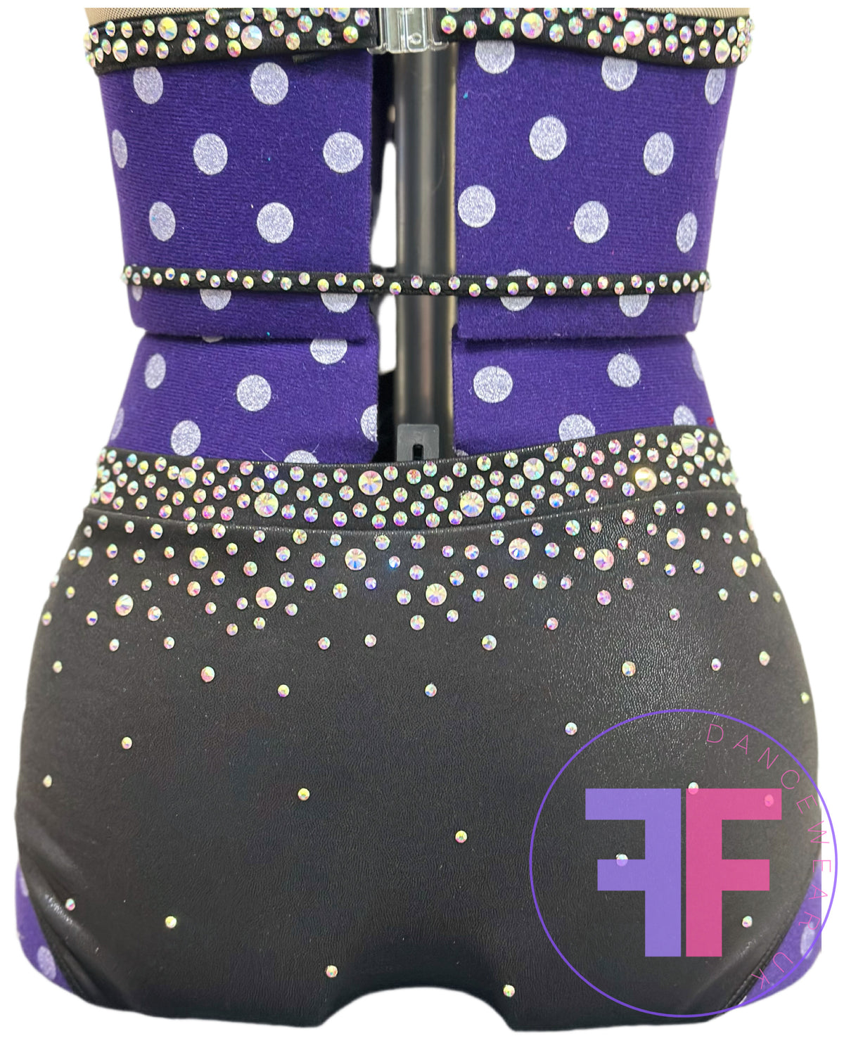 BESPOKE Black & Nude Stoned Modern / Tap Dance Costume (Adult Small)