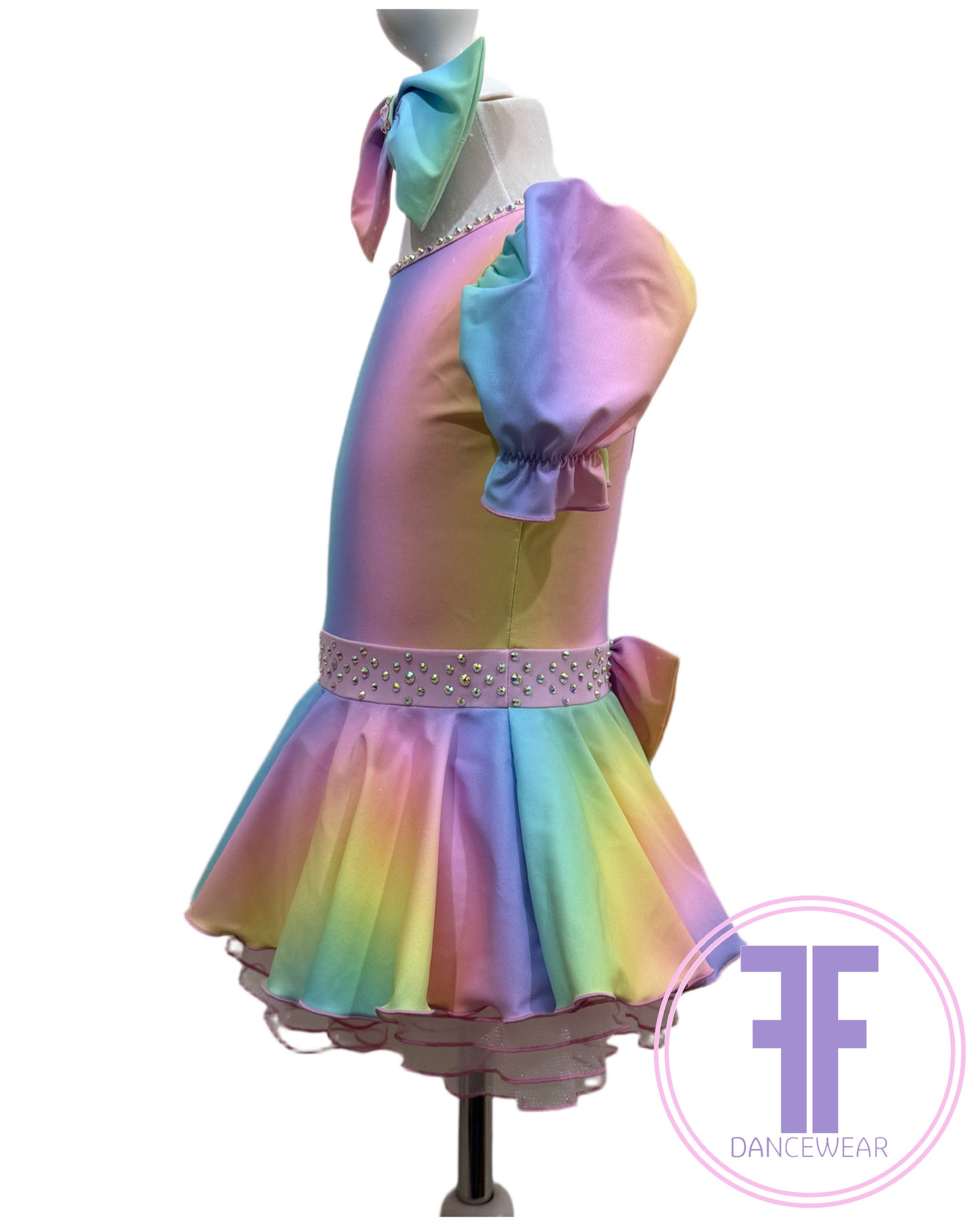 BESPOKE Pastel Rainbow Stoned Modern / Tap Dance Costume (5/6 yrs)