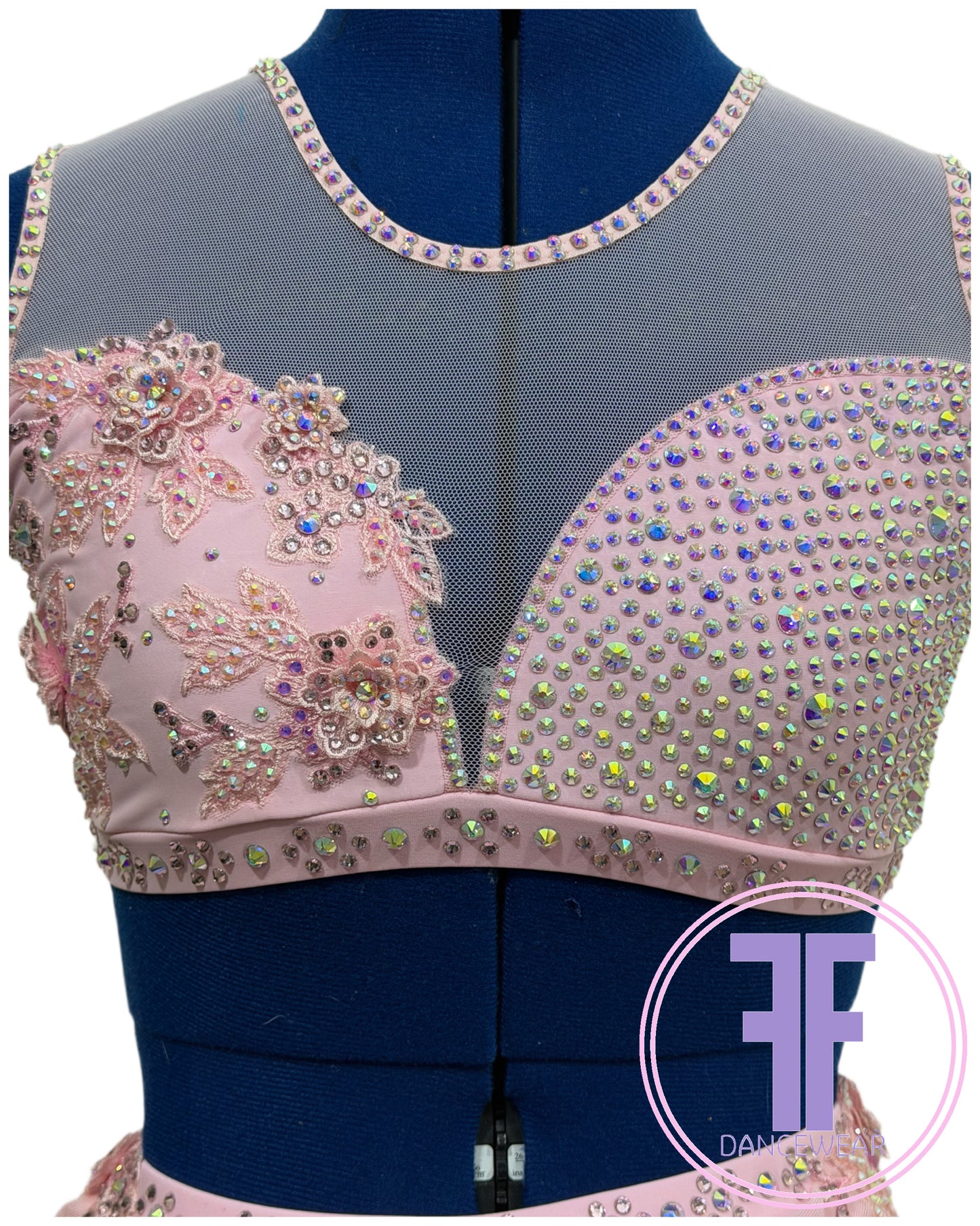 Bespoke Pink Stoned Lyrical / Contemporary Dance Costume (AS)