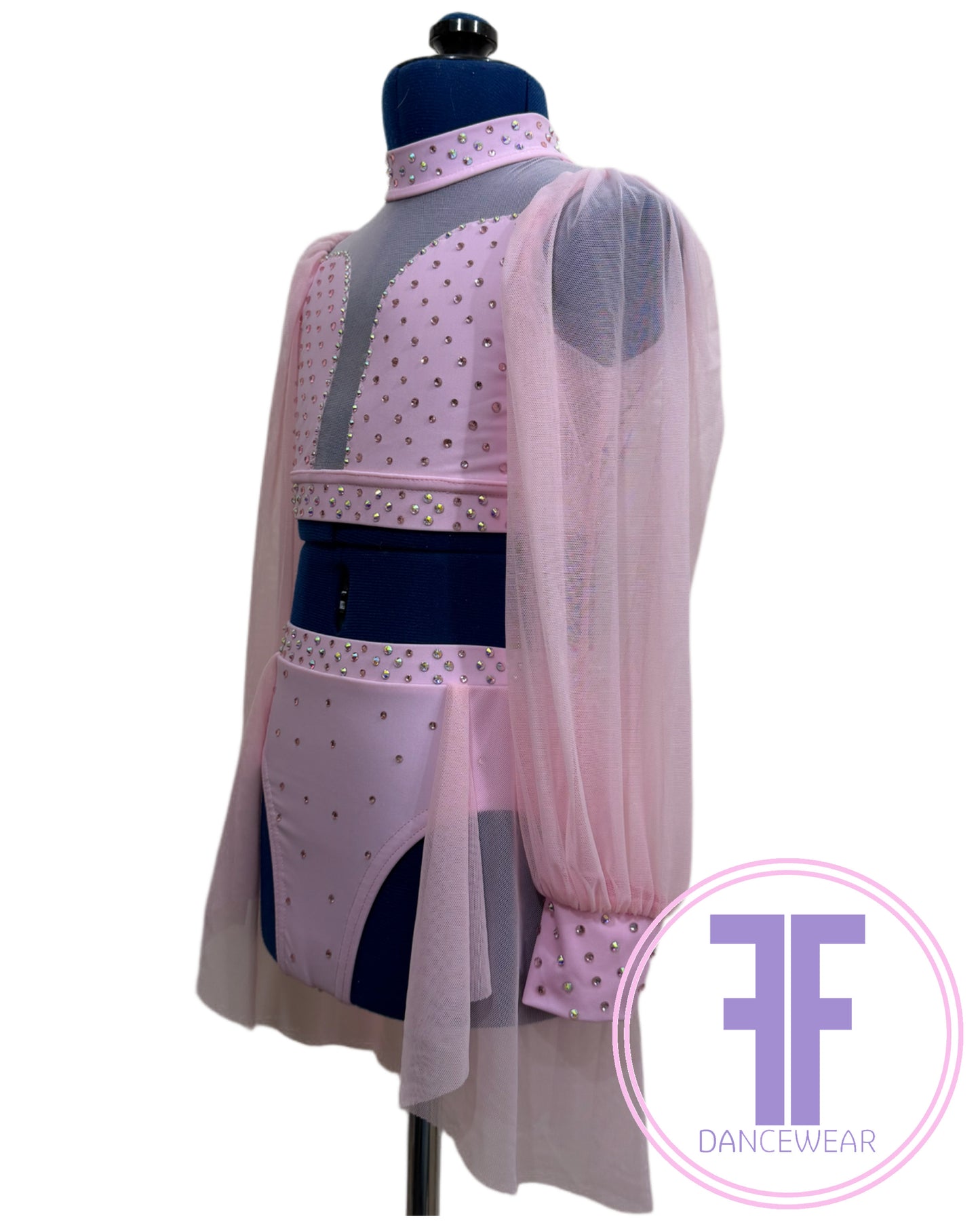 Bespoke Baby Pink Stoned Lyrical / Contemporary Dance Costume (7/8 yrs)