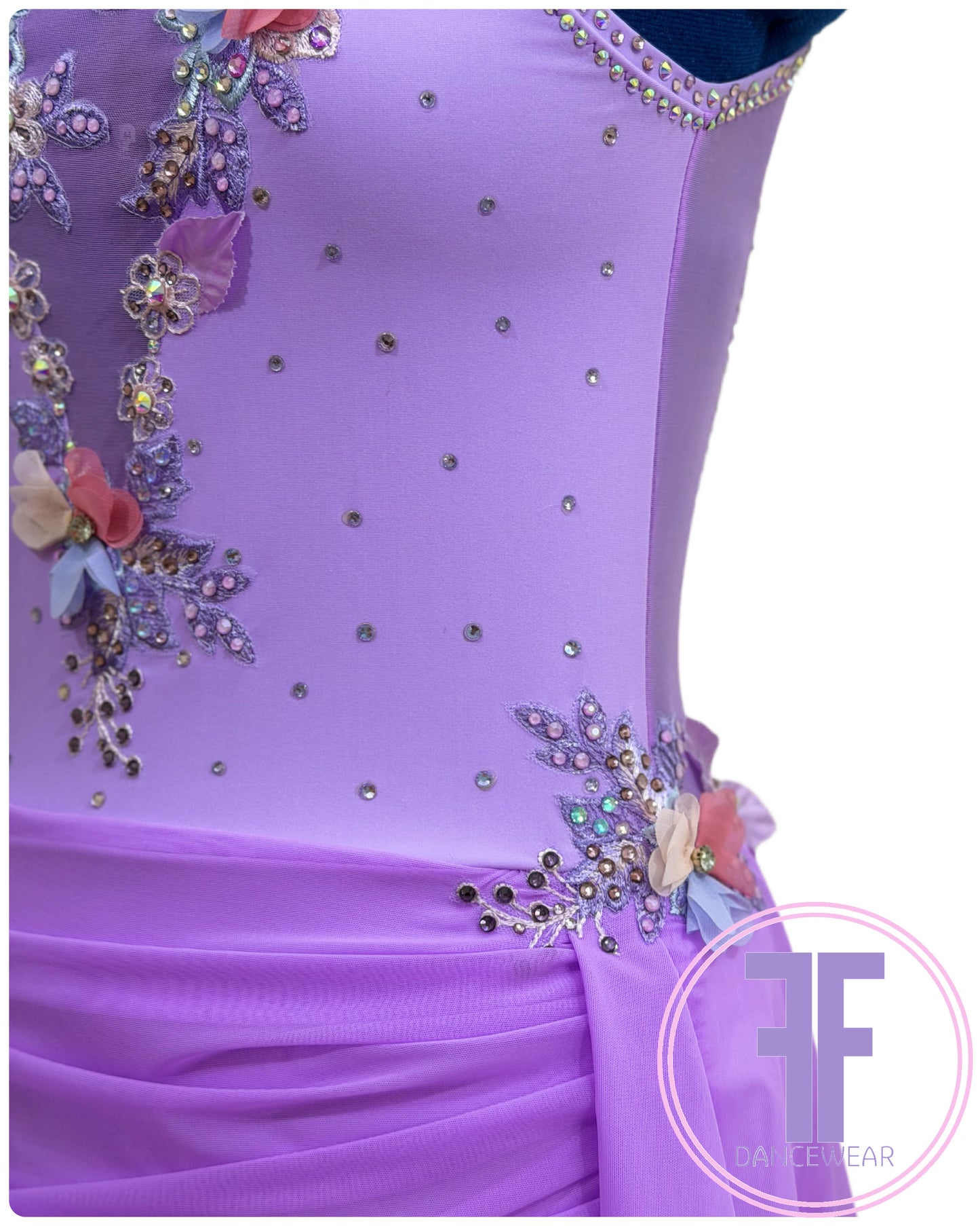 Bespoke Violet Purple Stoned Lyrical / Contemporary Dance Costume (AS)
