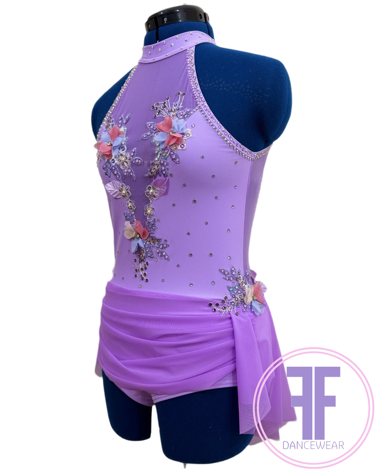 Bespoke Violet Purple Stoned Lyrical / Contemporary Dance Costume (AS)