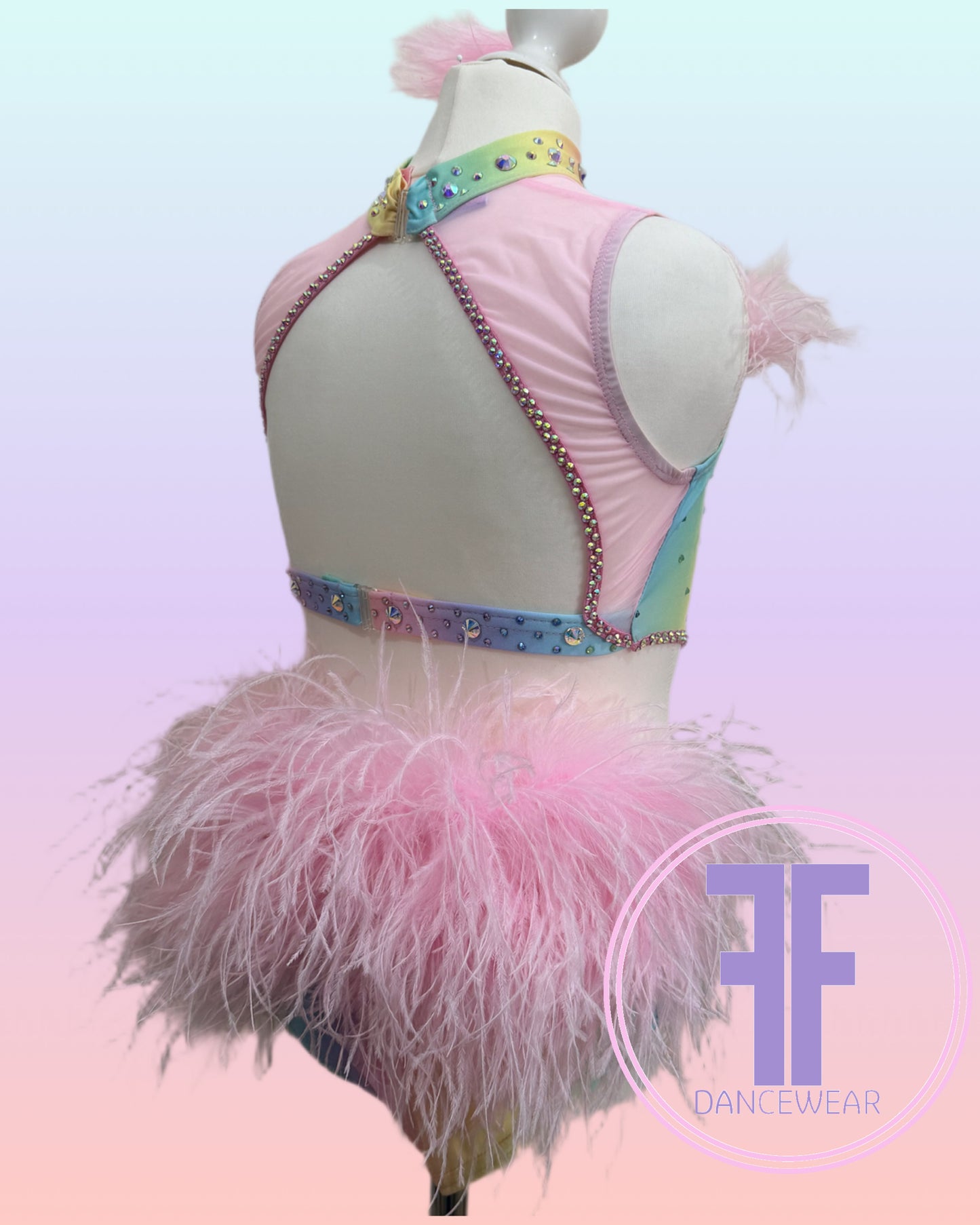 BESPOKE Pastel Rainbow Stoned Modern / Tap Dance Costume (11/12 yrs)