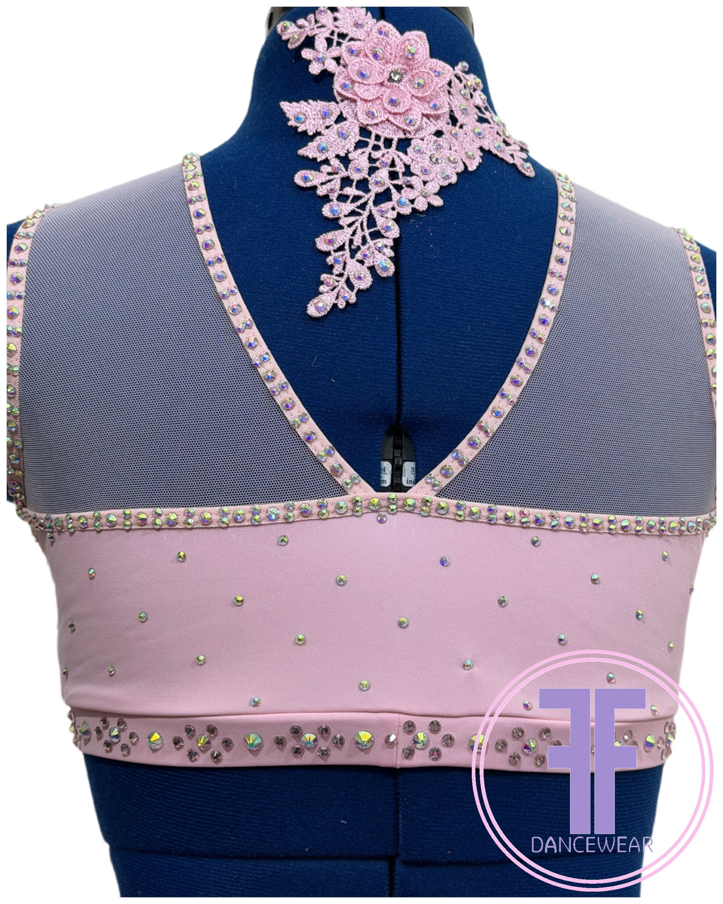 Bespoke Pink Stoned Lyrical / Contemporary Dance Costume (AS)