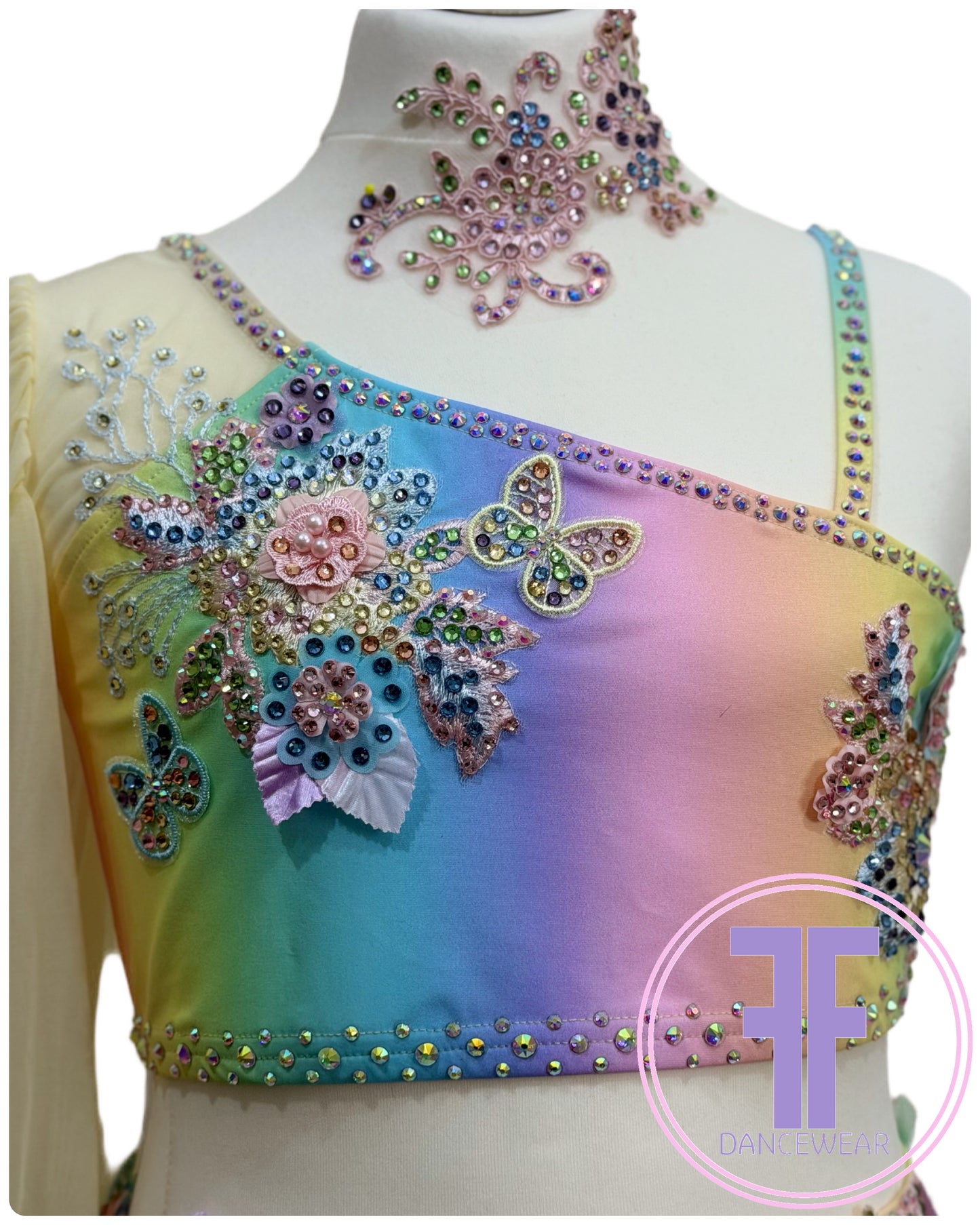 MELODY Pastel Rainbow & Lemon Stoned Lyrical / Contemporary Dance Costume (13/14 yrs)