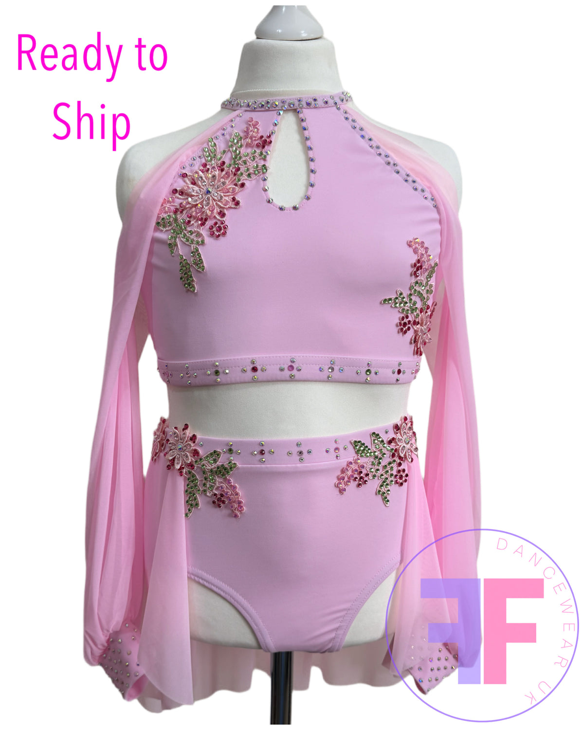 BESPOKE Pink Stoned Lyrical / Contemporary Dance Costume (LC)
