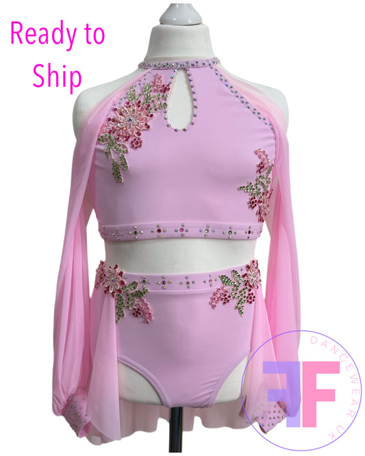 BESPOKE Pink Stoned Lyrical / Contemporary Dance Costume (LC)