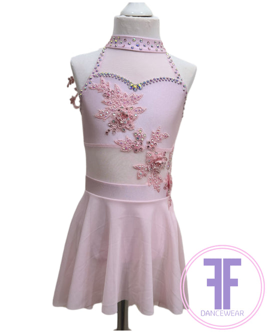 BESPOKE Sugar Pink Stoned Lyrical / Contemporary Dance Costume (5/6yrs)
