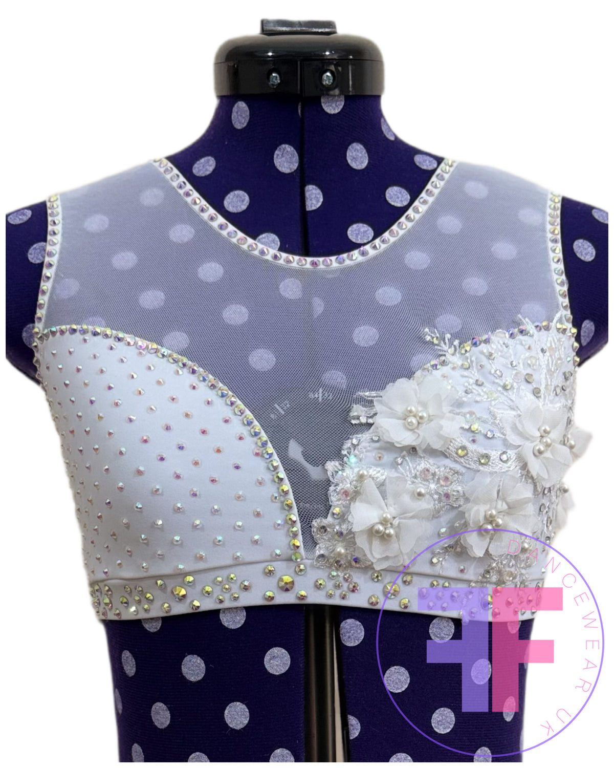 Bespoke White Stoned Lyrical / Contemporary Dance Costume (AXS)