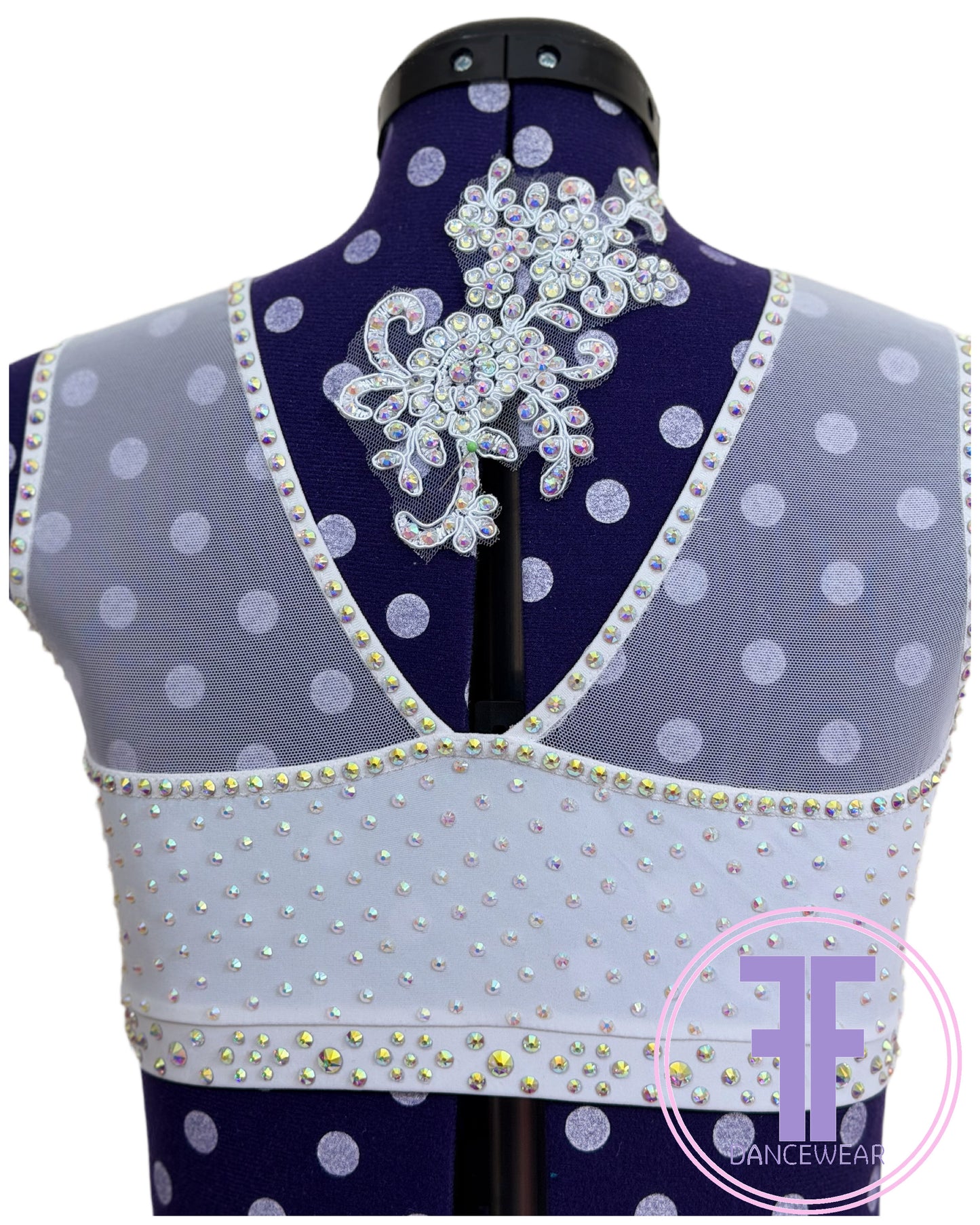 Bespoke White Stoned Lyrical / Contemporary Dance Costume (AXS)