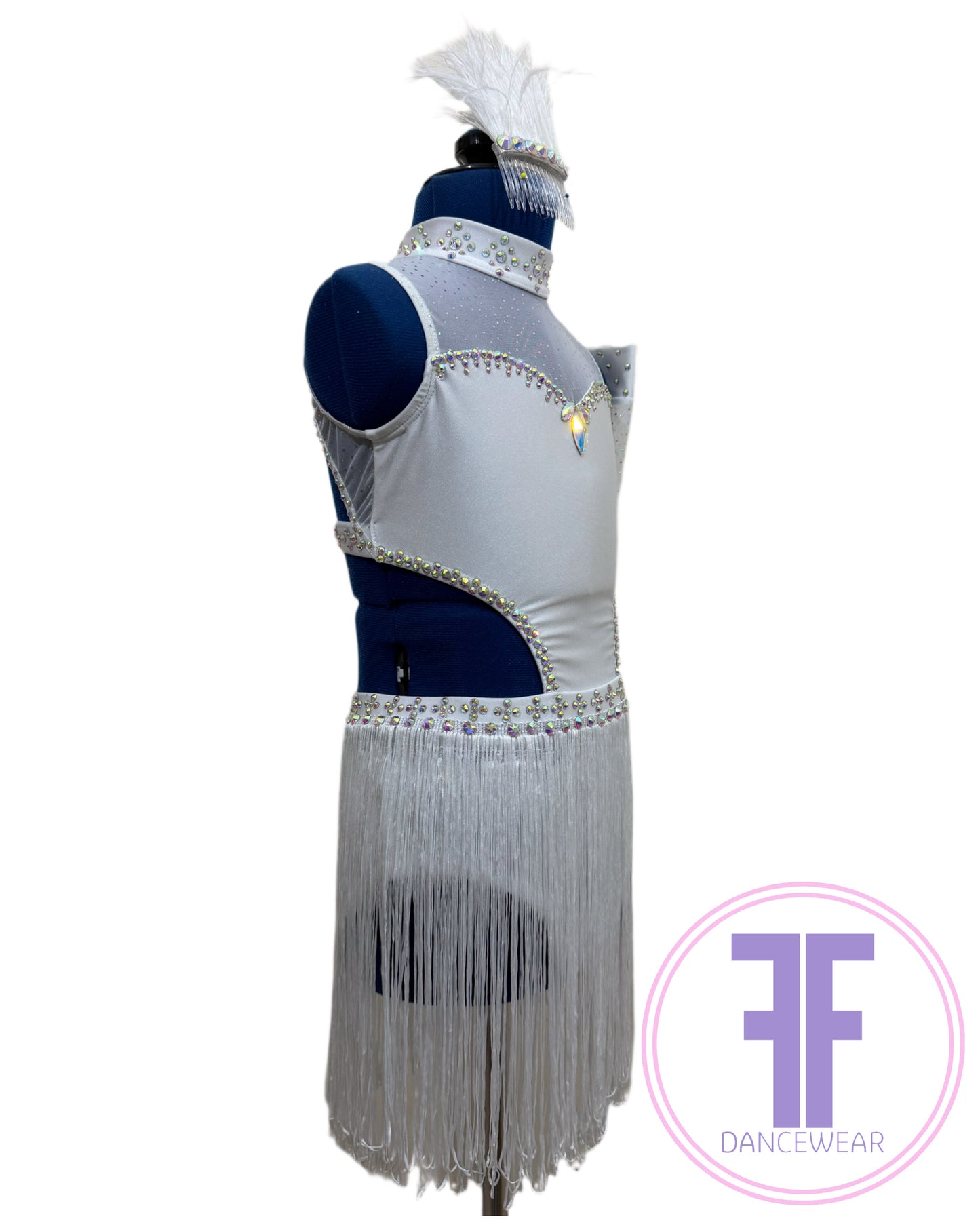 White Stoned Modern / Jazz / Tap Dance Costume (7/8 yrs)