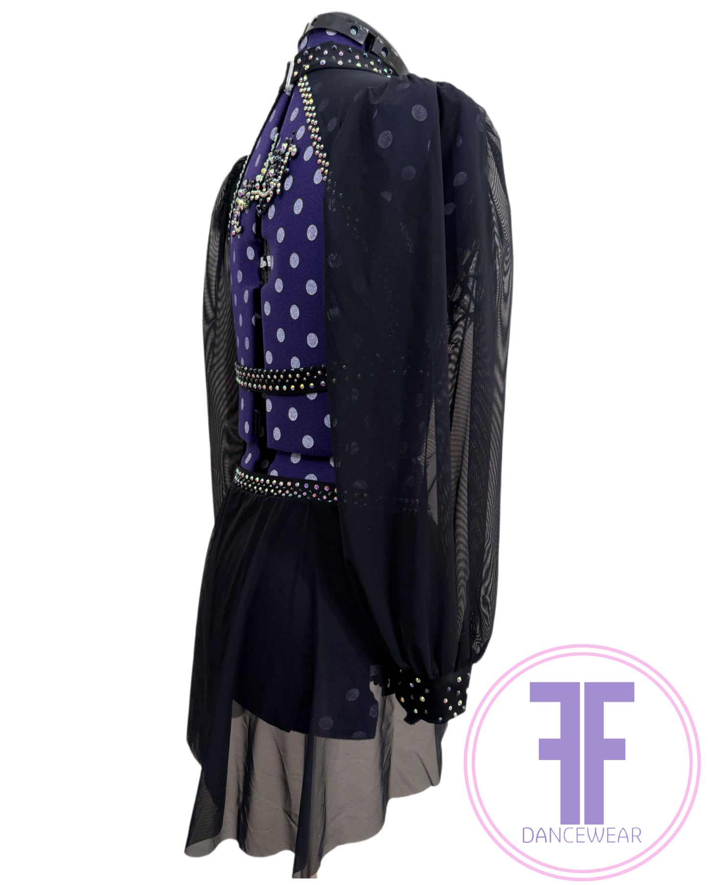 BESPOKE Black Stoned Dance Costume Lyrical / Contemporary Dance Costume (Adult Small)