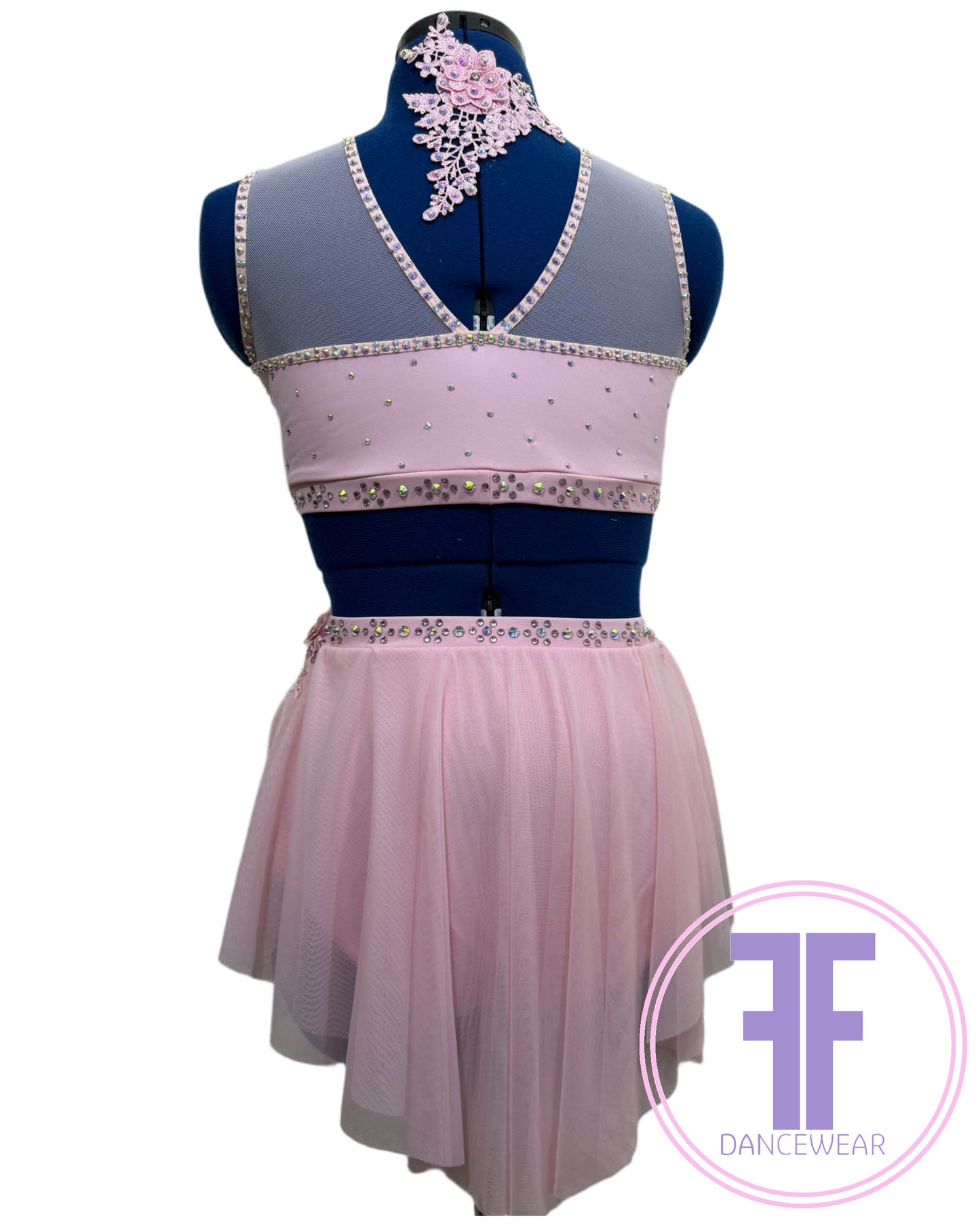 Bespoke Pink Stoned Lyrical / Contemporary Dance Costume (AS)