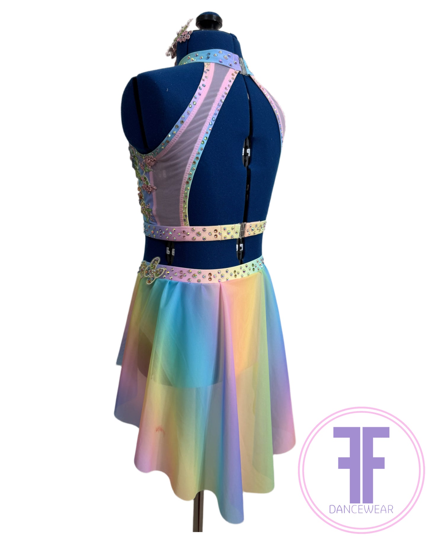 ELENA Pastel Rainbow Stoned Dance Costume Lyrical / Contemporary Dance Costume (7/8 yrs)