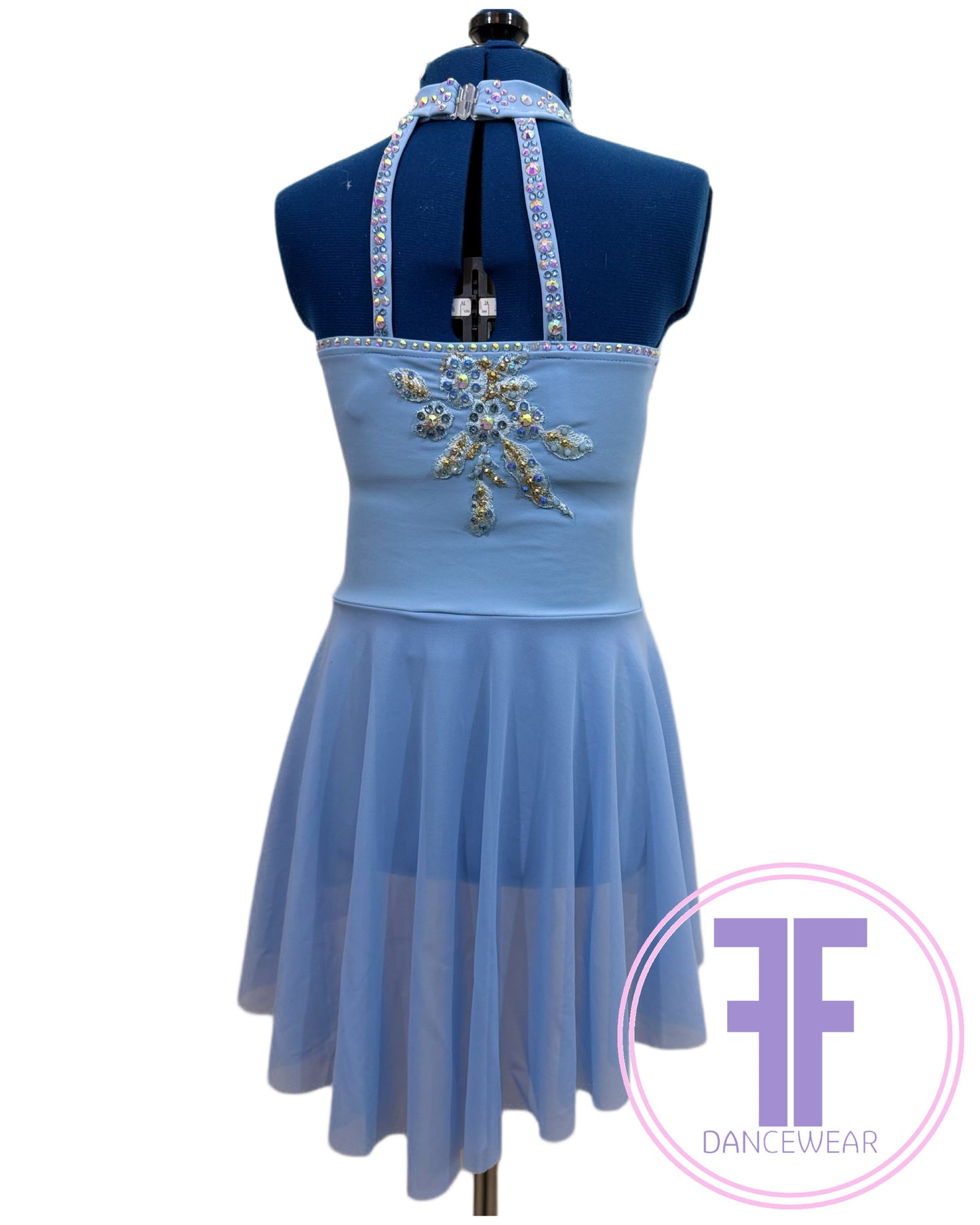 Bespoke Sky Blue Stoned Lyrical / Contemporary Dance Costume (9/10 yrs)