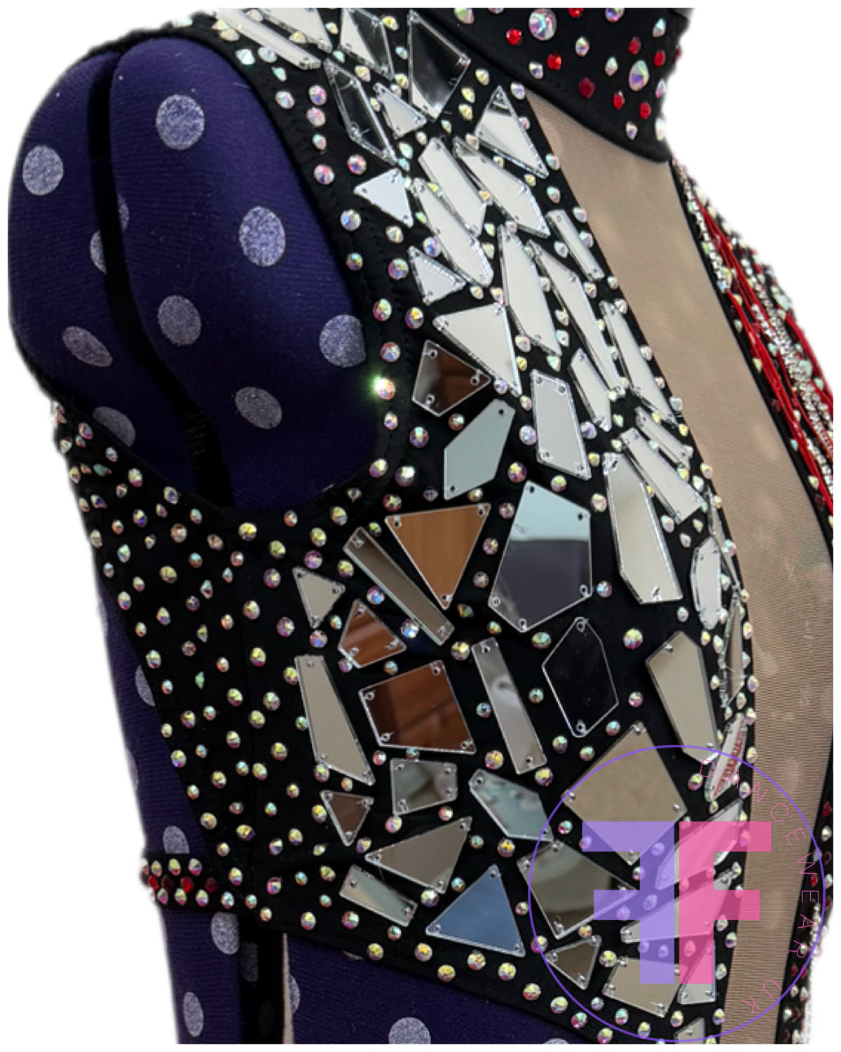 BESPOKE Black & Red Stoned Modern / Jazz / Tap Dance Costume (AS)