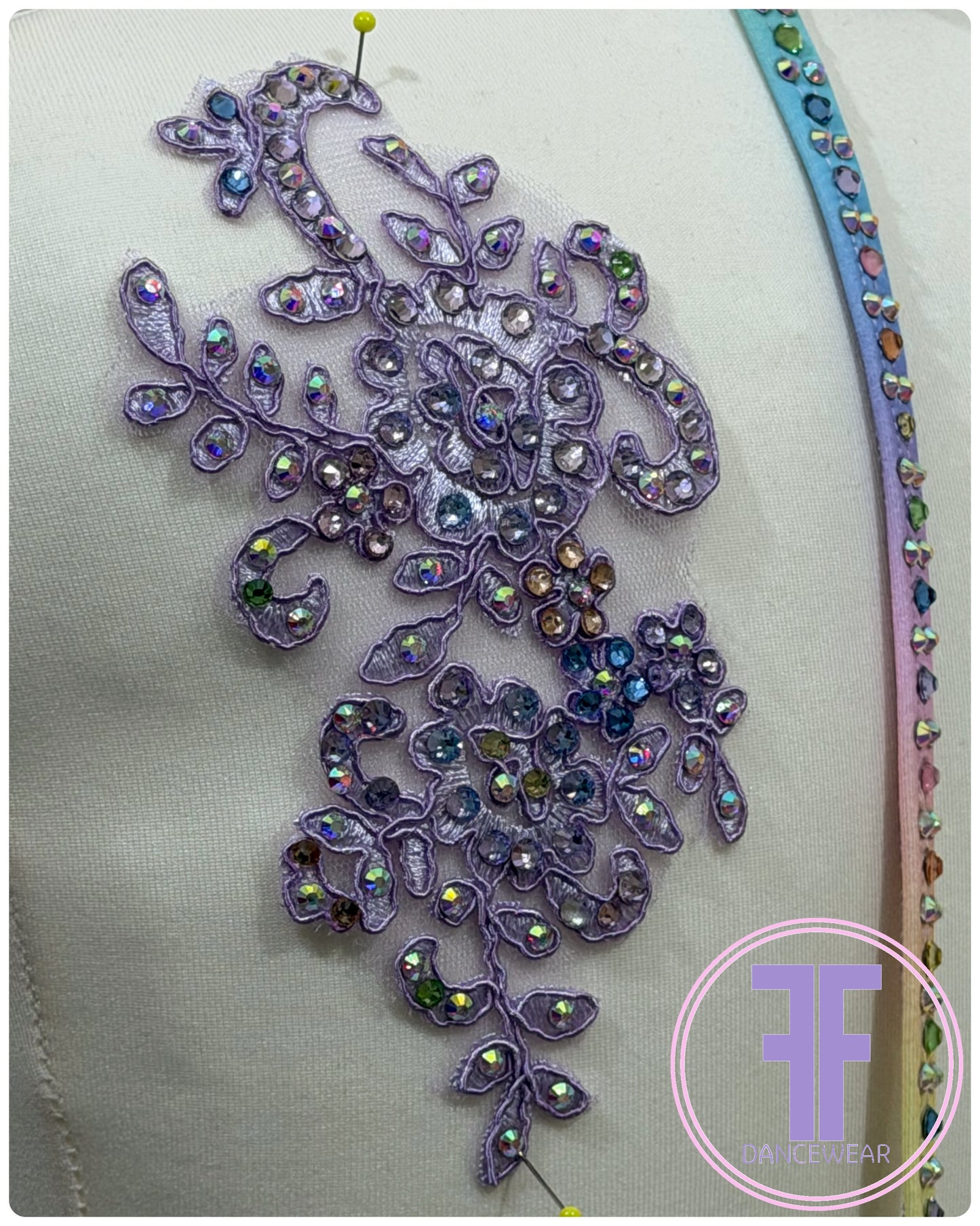 BESPOKE Pastel Rainbow Stoned Lyrical / Contemporary Dance Costume (11/12 yrs)