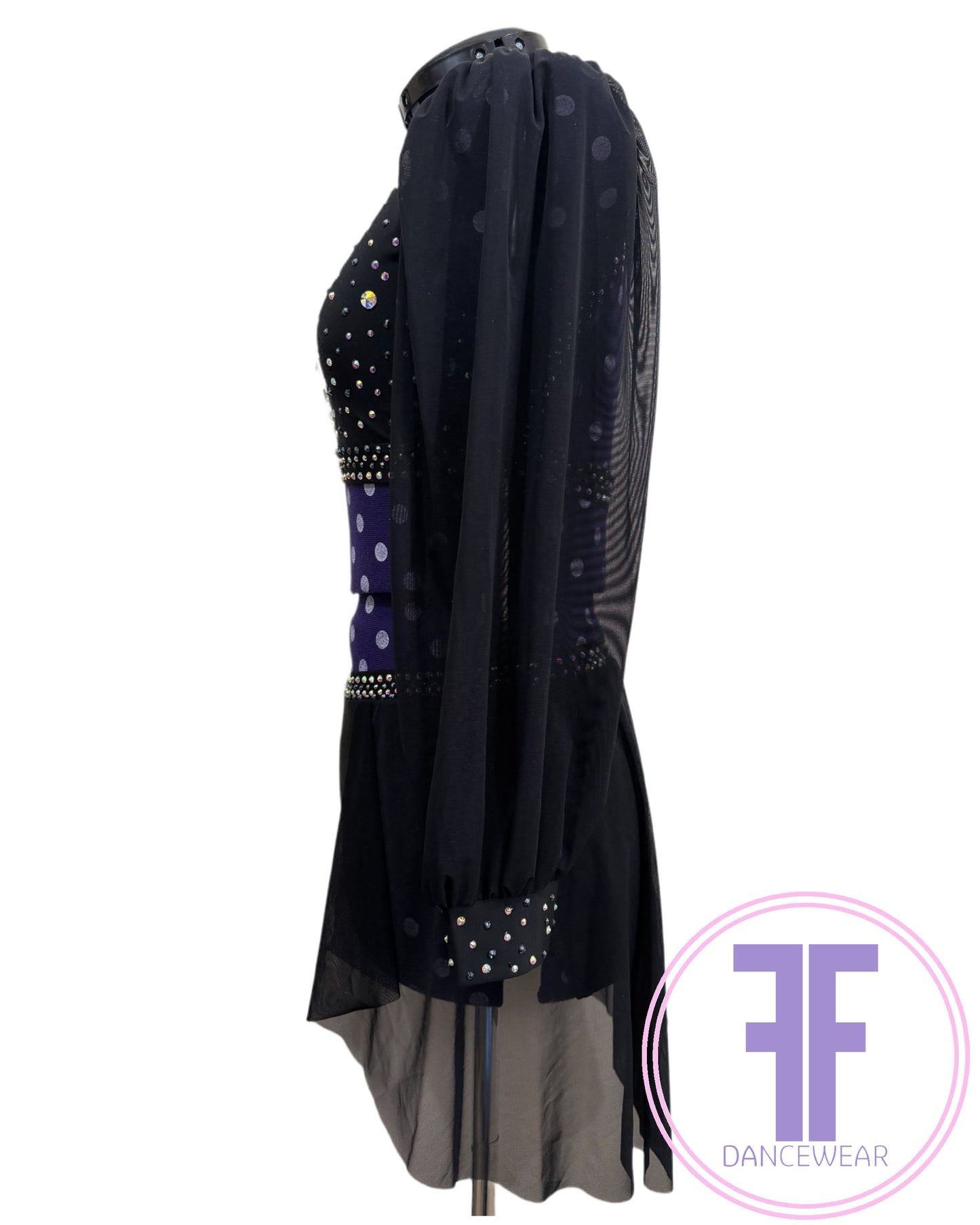 BESPOKE Black Stoned Dance Costume Lyrical / Contemporary Dance Costume (Adult Small)