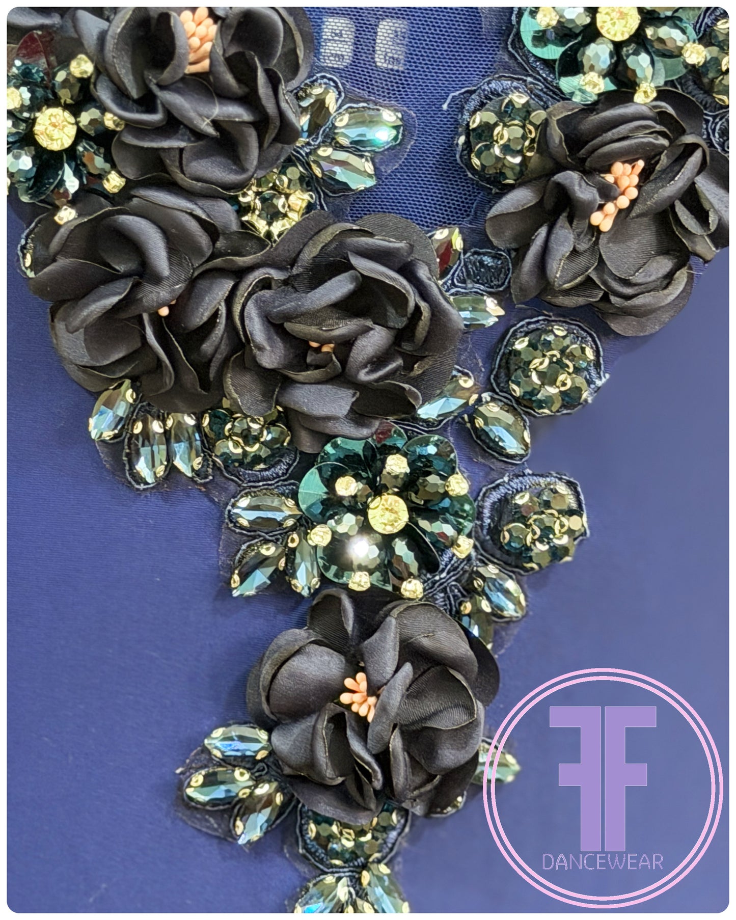 Bespoke Navy Blue Stoned Lyrical / Contemporary Dance Costume (AS)