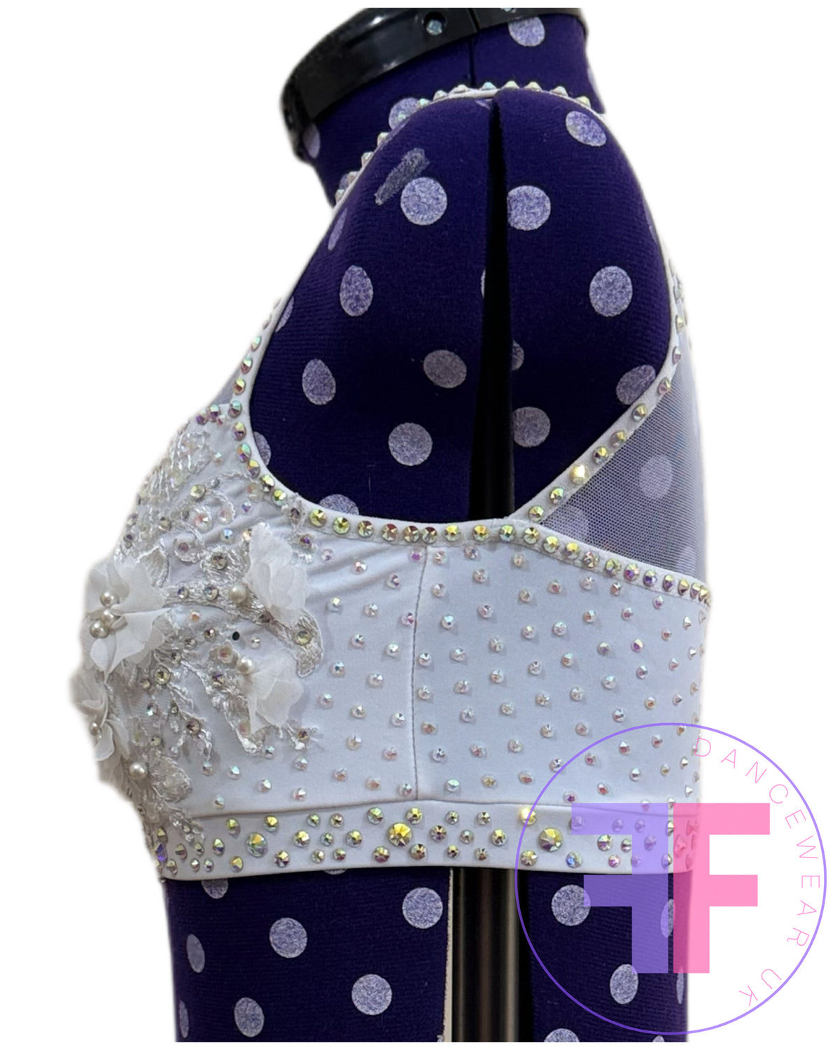 Bespoke White Stoned Lyrical / Contemporary Dance Costume (AXS)