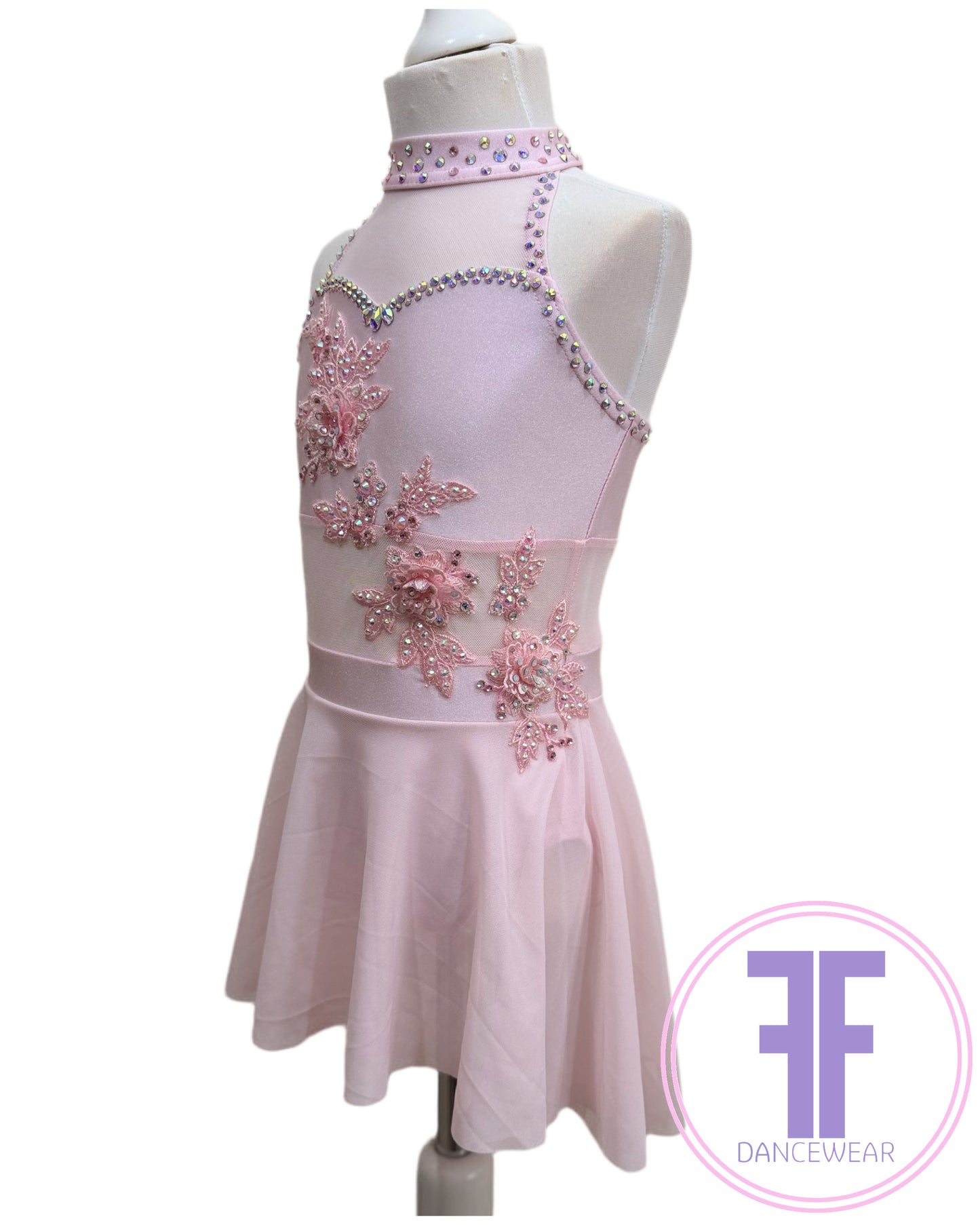 BESPOKE Sugar Pink Stoned Lyrical / Contemporary Dance Costume (5/6yrs)