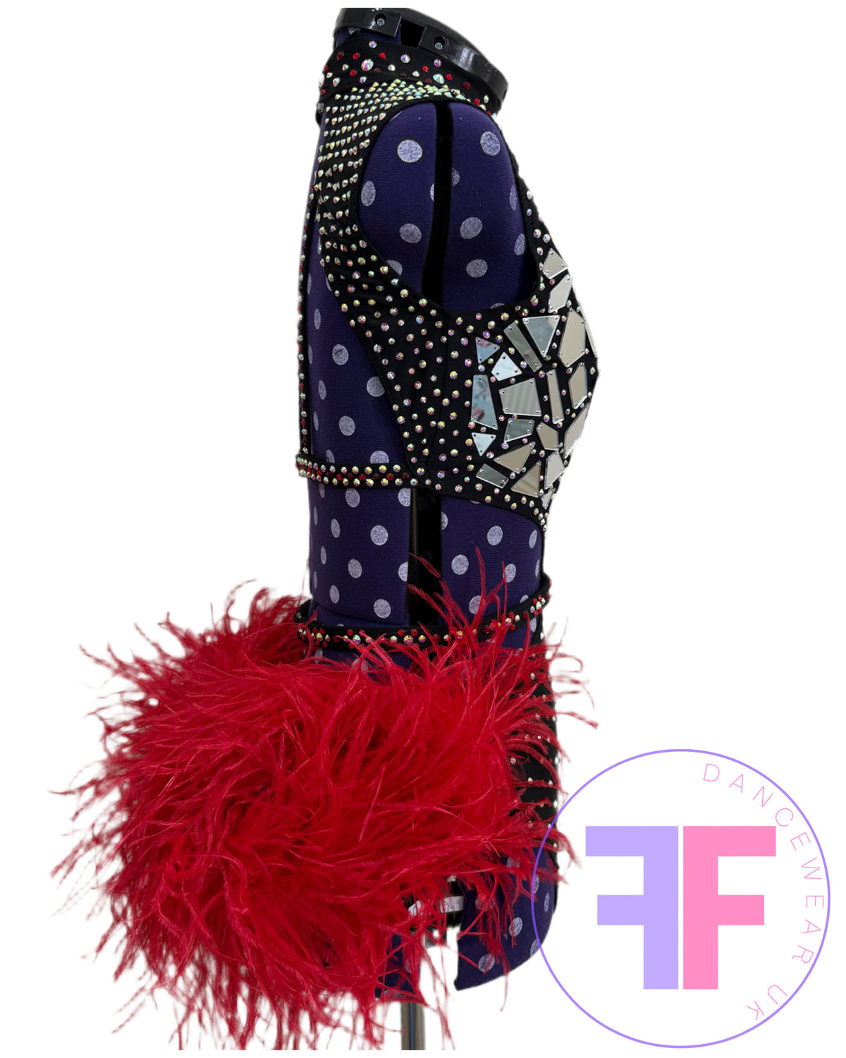 BESPOKE Black & Red Stoned Modern / Jazz / Tap Dance Costume (AS)