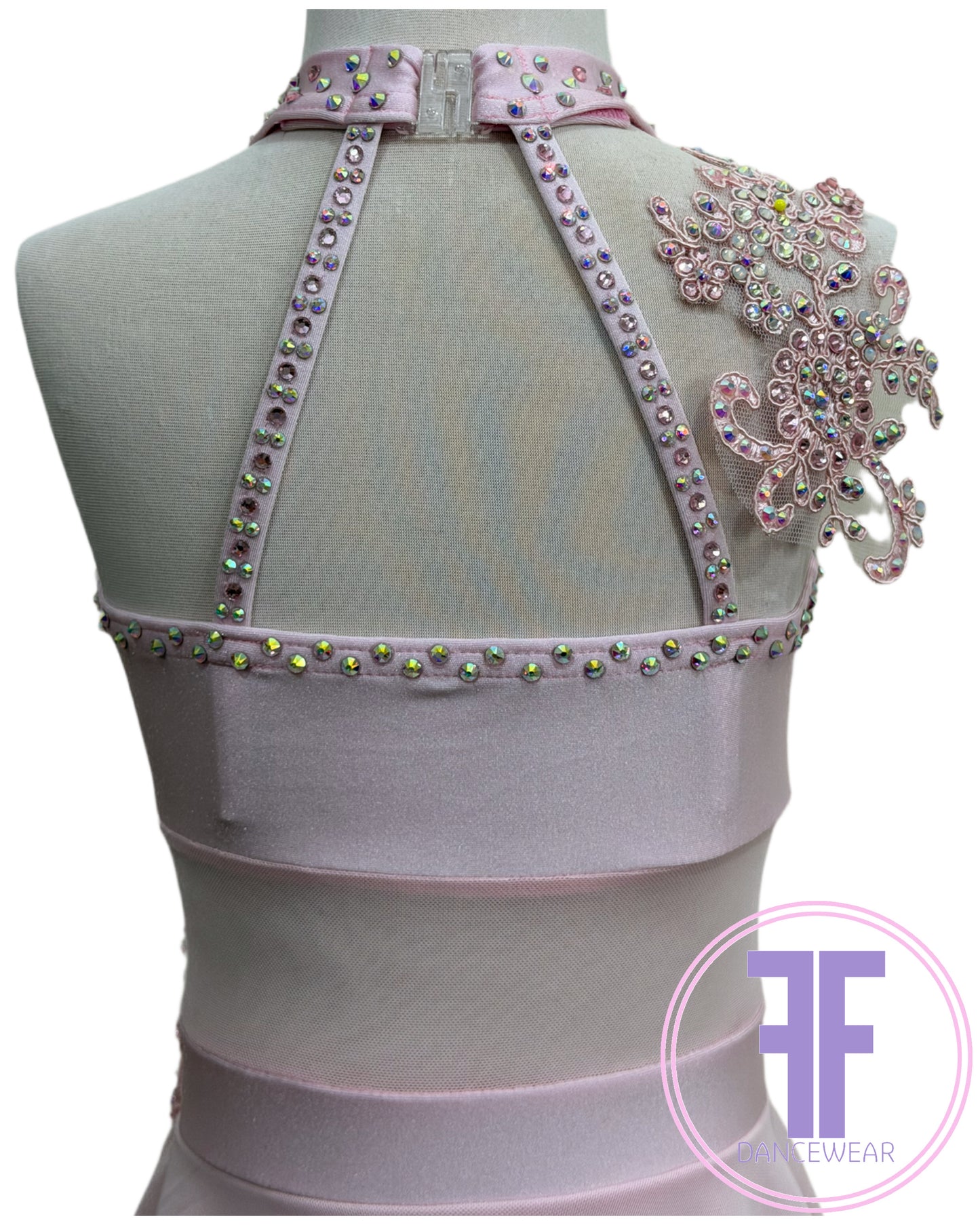 BESPOKE Sugar Pink Stoned Lyrical / Contemporary Dance Costume (5/6yrs)