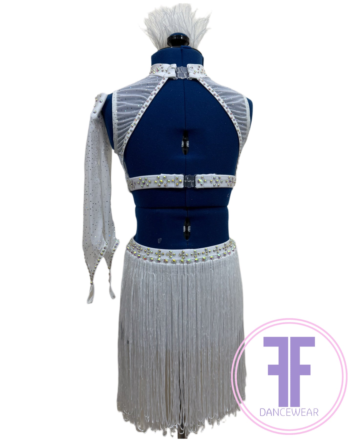 White Stoned Modern / Jazz / Tap Dance Costume (7/8 yrs)