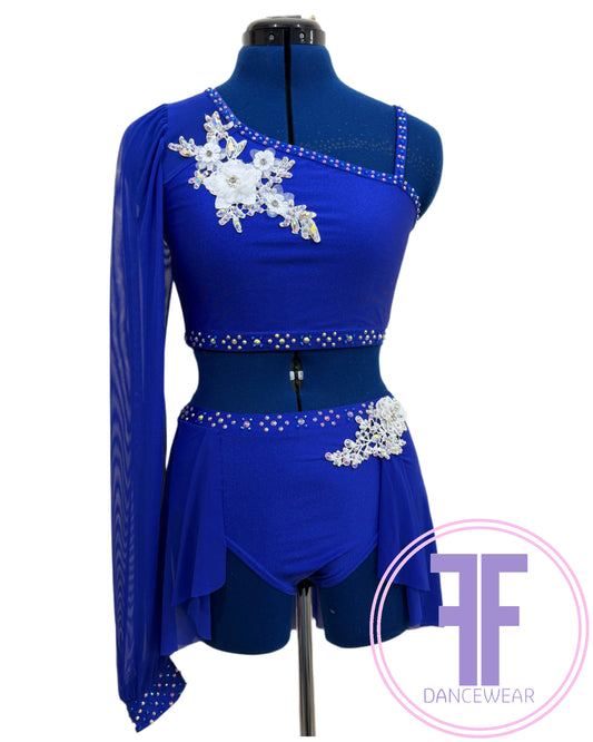MELODY - Sapphire Blue Stoned Lyrical / Contemporary Dance Costume (AS)