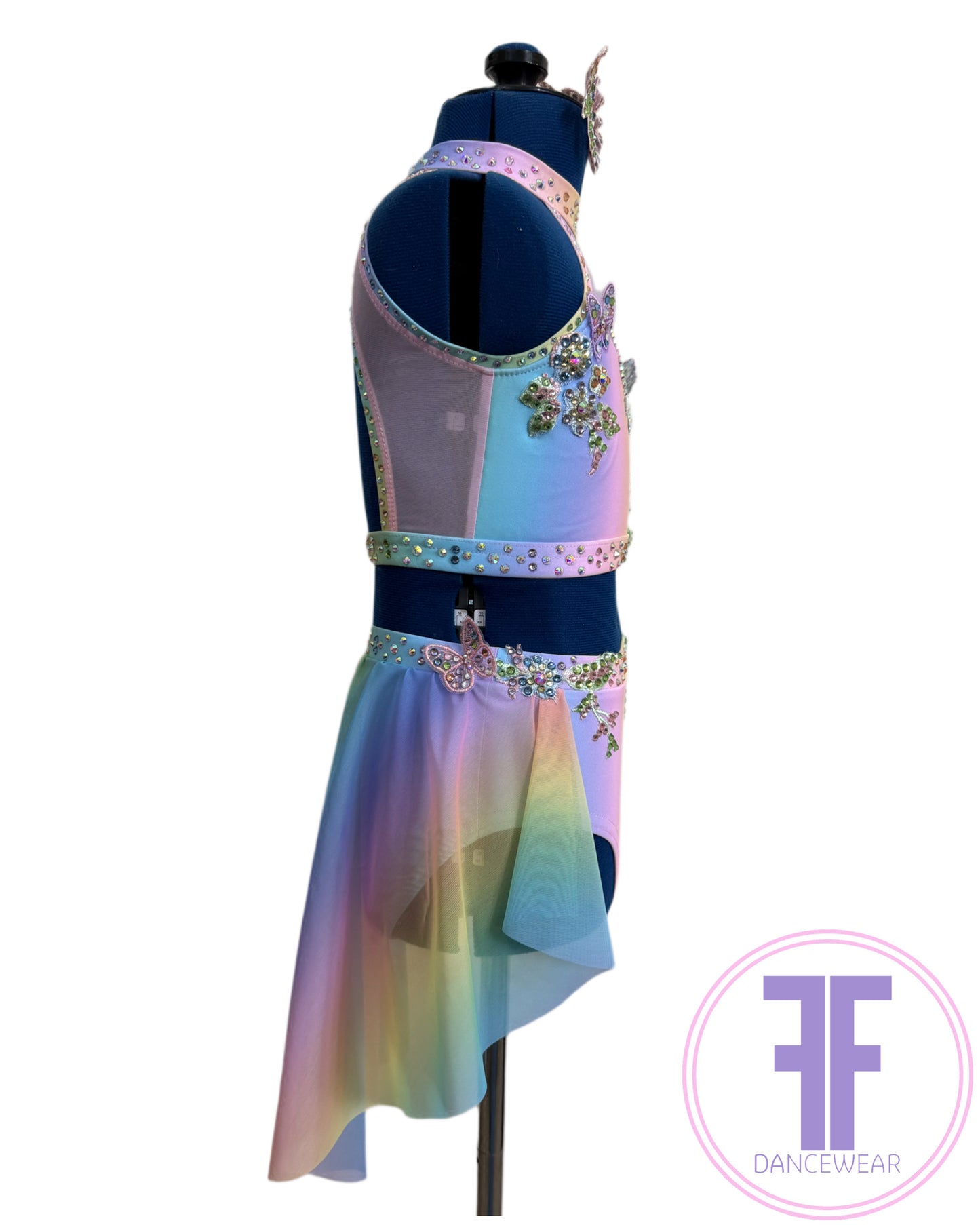 ELENA Pastel Rainbow Stoned Dance Costume Lyrical / Contemporary Dance Costume (7/8 yrs)