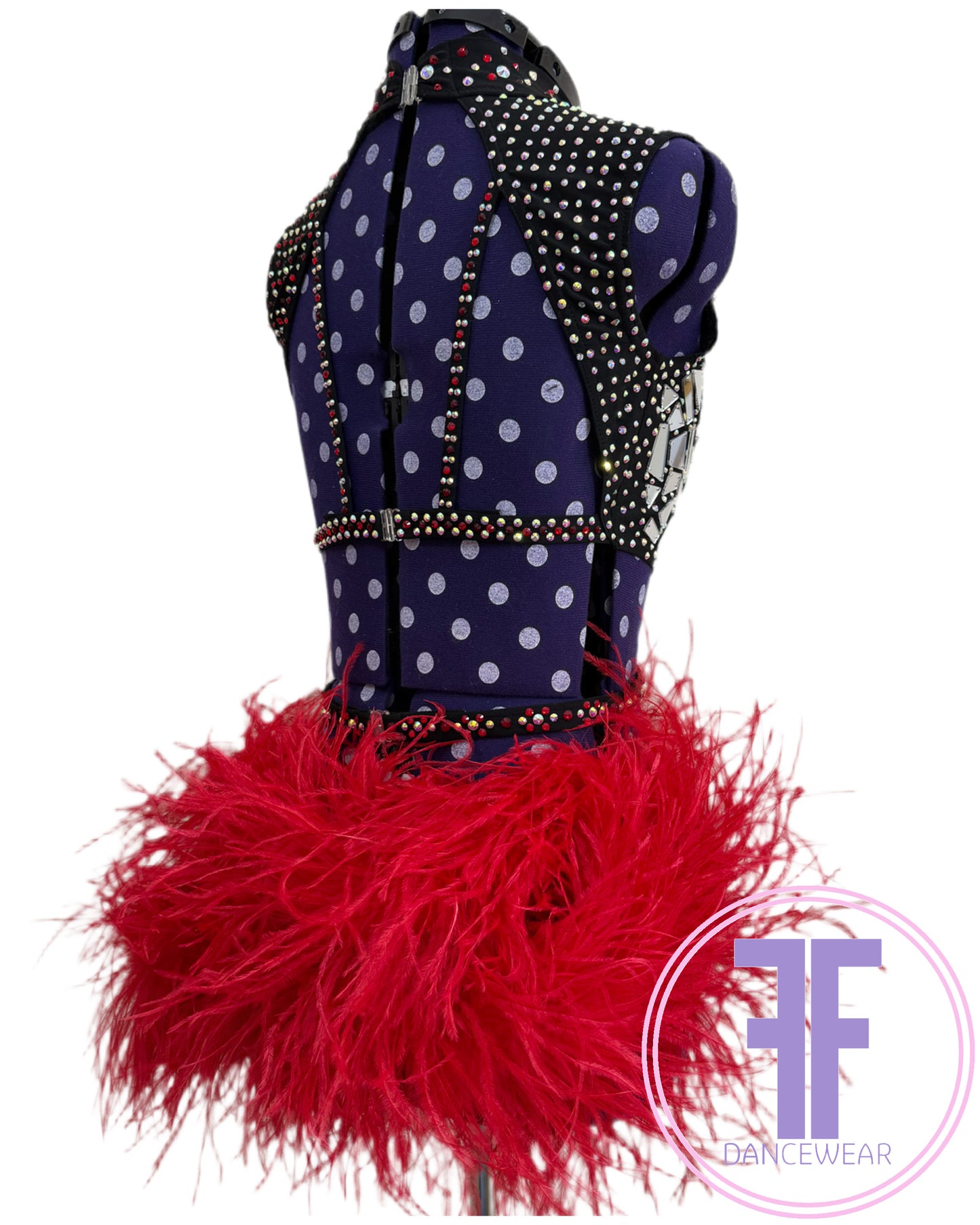 BESPOKE Black & Red Stoned Modern / Jazz / Tap Dance Costume (AS)
