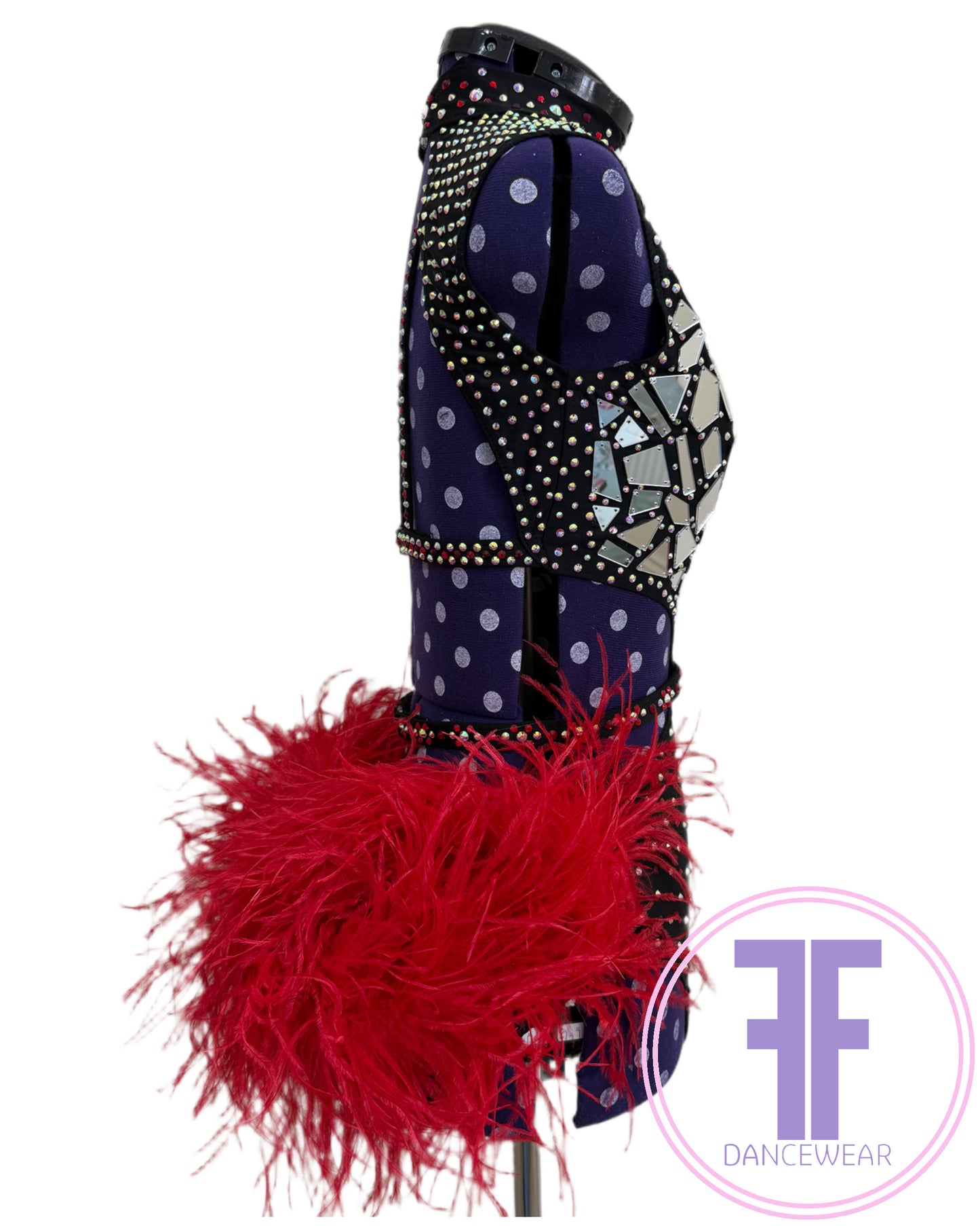 BESPOKE Black & Red Stoned Modern / Jazz / Tap Dance Costume (AS)