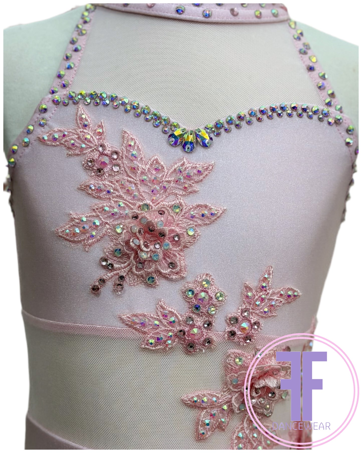 BESPOKE Sugar Pink Stoned Lyrical / Contemporary Dance Costume (5/6yrs)