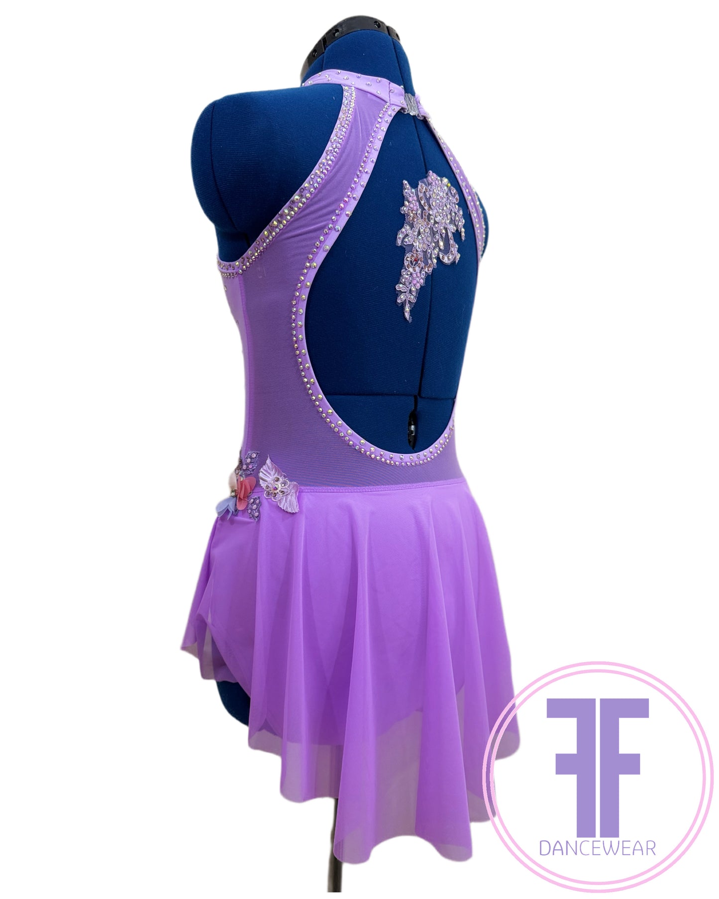 Bespoke Violet Purple Stoned Lyrical / Contemporary Dance Costume (AS)