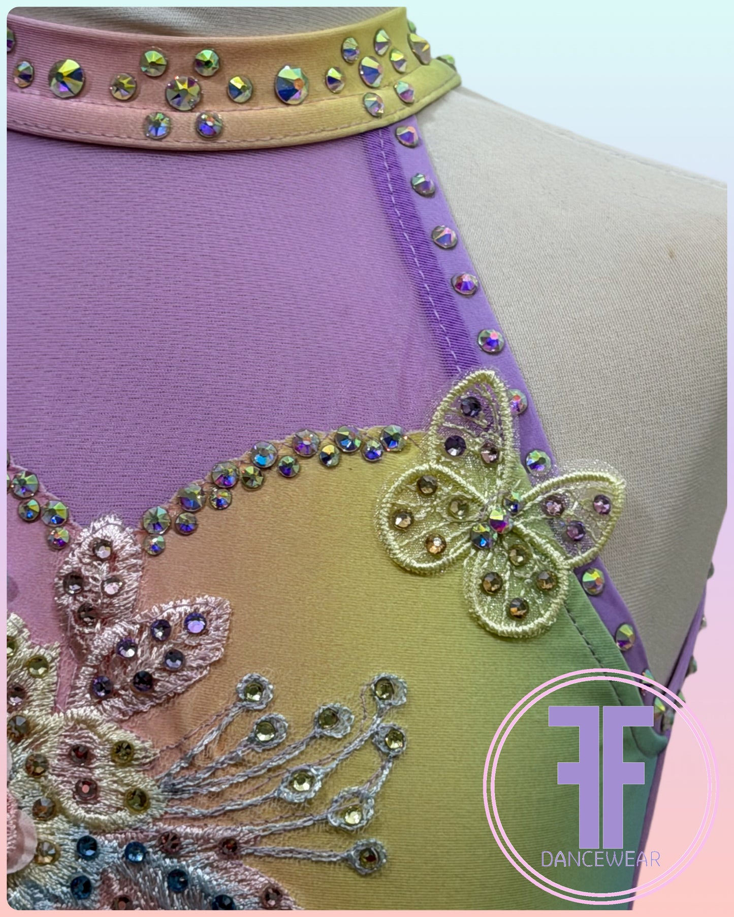 BESPOKE Rainbow Stoned Lyrical / Contemporary Dance Costume (5/6yrs)