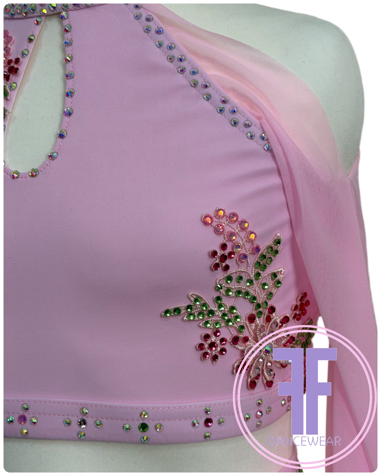 BESPOKE Pink Stoned Lyrical / Contemporary Dance Costume (11/12 yrs)
