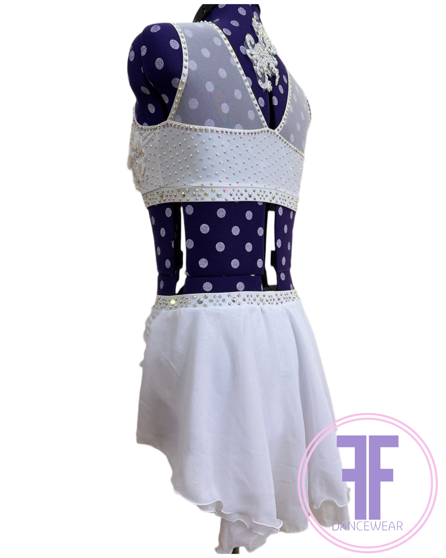 Bespoke White Stoned Lyrical / Contemporary Dance Costume (AXS)