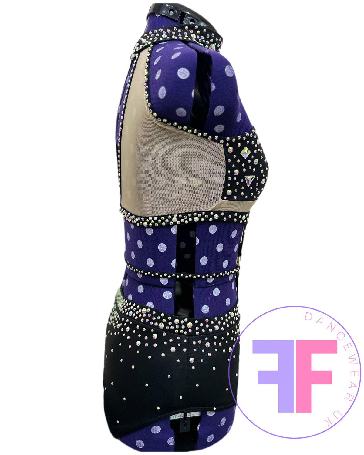 BESPOKE Black & Nude Stoned Modern / Tap Dance Costume (Adult Small)