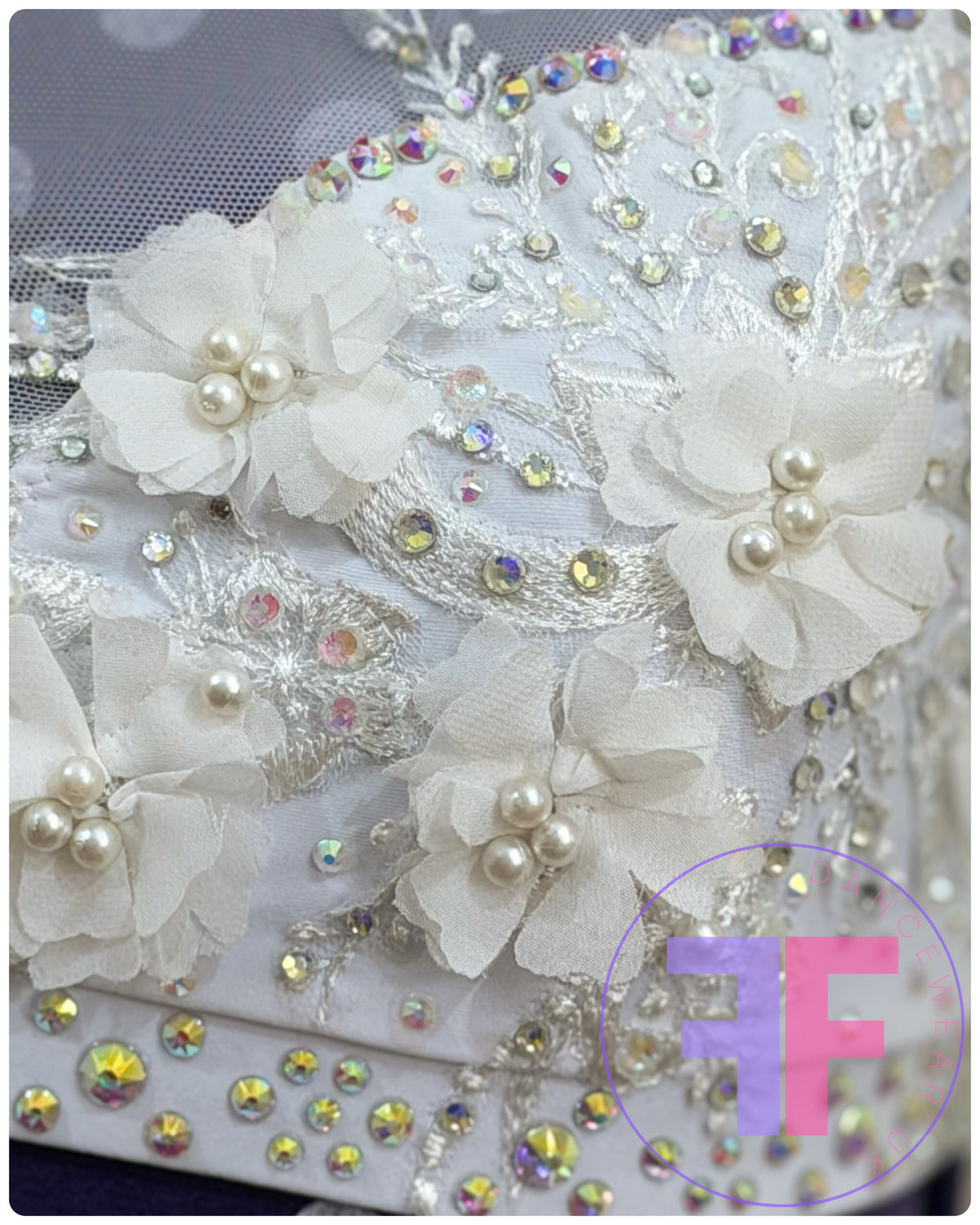 Bespoke White Stoned Lyrical / Contemporary Dance Costume (AXS)