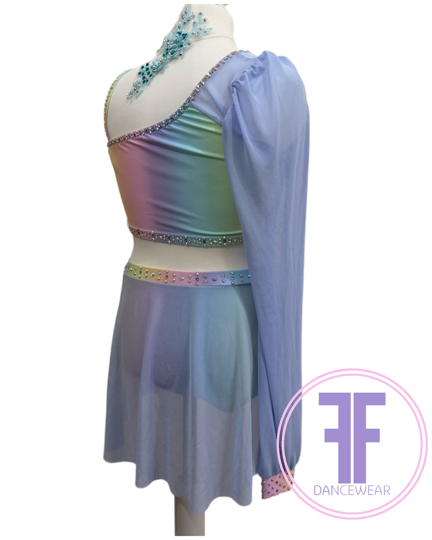 MELODY Pastel Rainbow & Blue Lyrical / Contemporary Dance Costume (11/12 yrs)