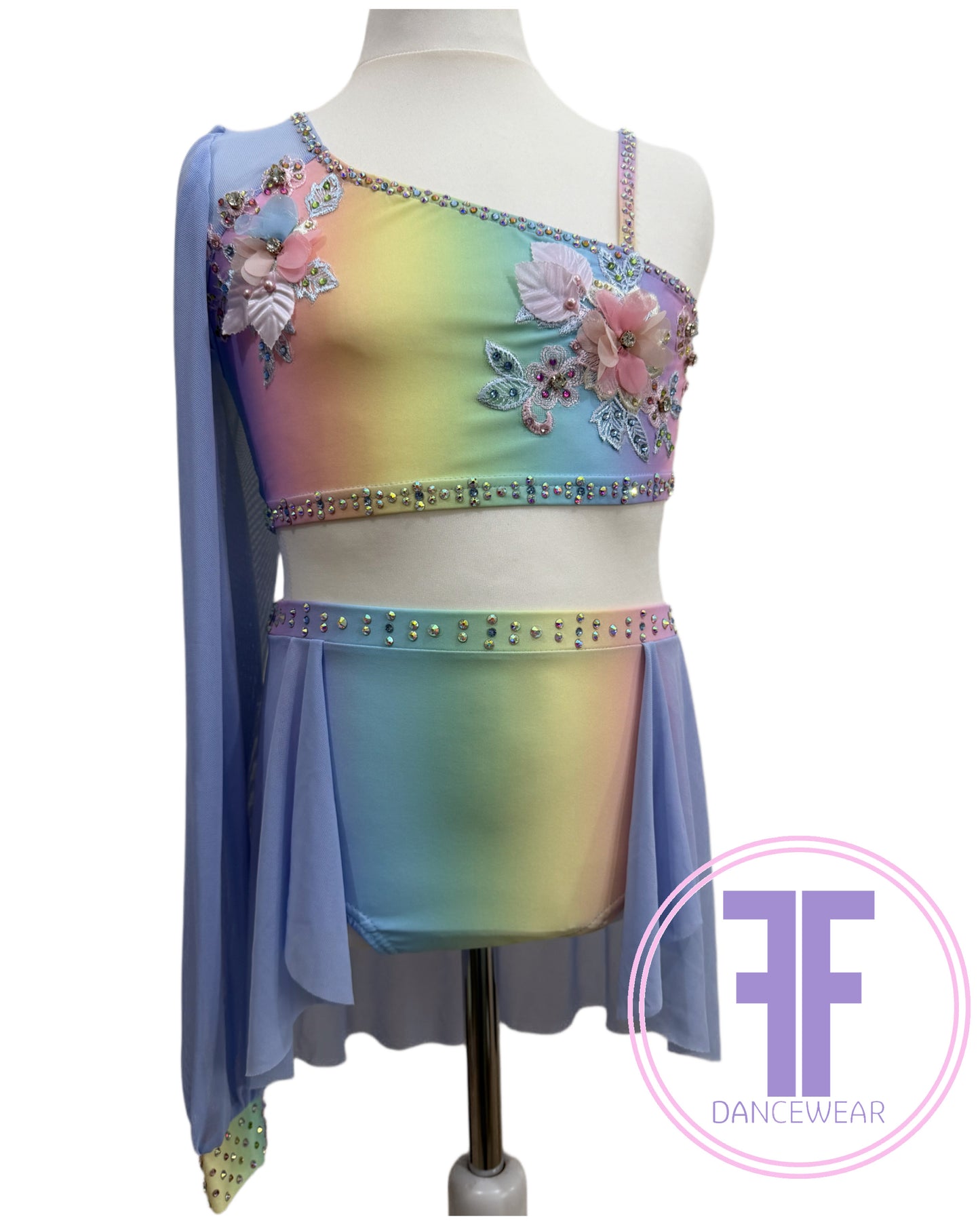 MELODY Pastel Rainbow & Blue Lyrical / Contemporary Dance Costume (11/12 yrs)