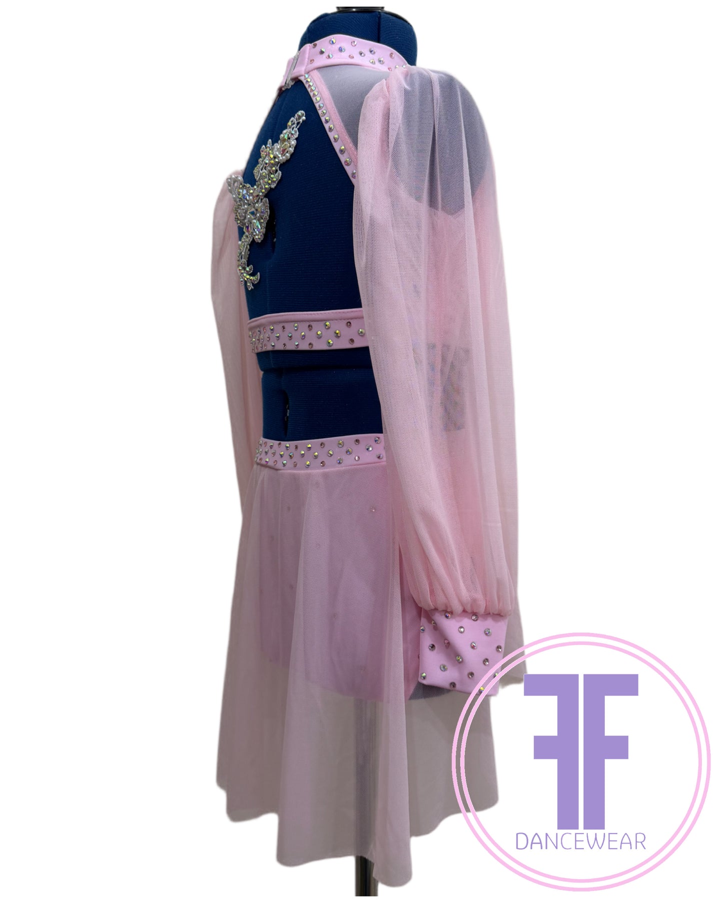 Bespoke Baby Pink Stoned Lyrical / Contemporary Dance Costume (7/8 yrs)